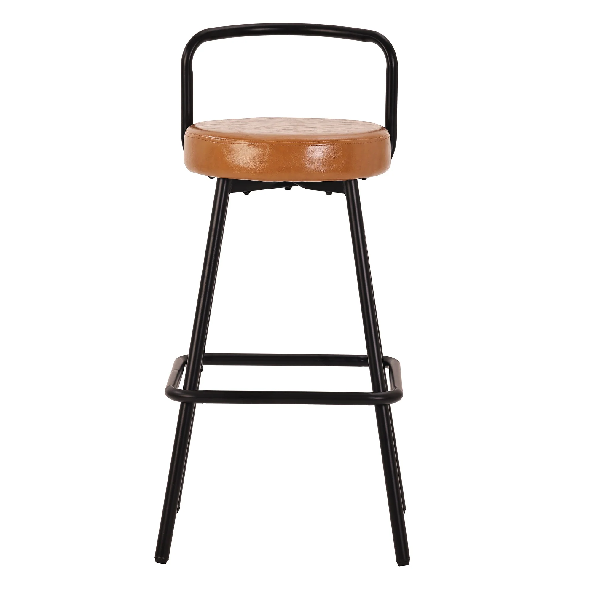 Modern Bar Stool Set of 6 with Ergonomic Backrest and Footrest, Brown PU Leather - Image 10