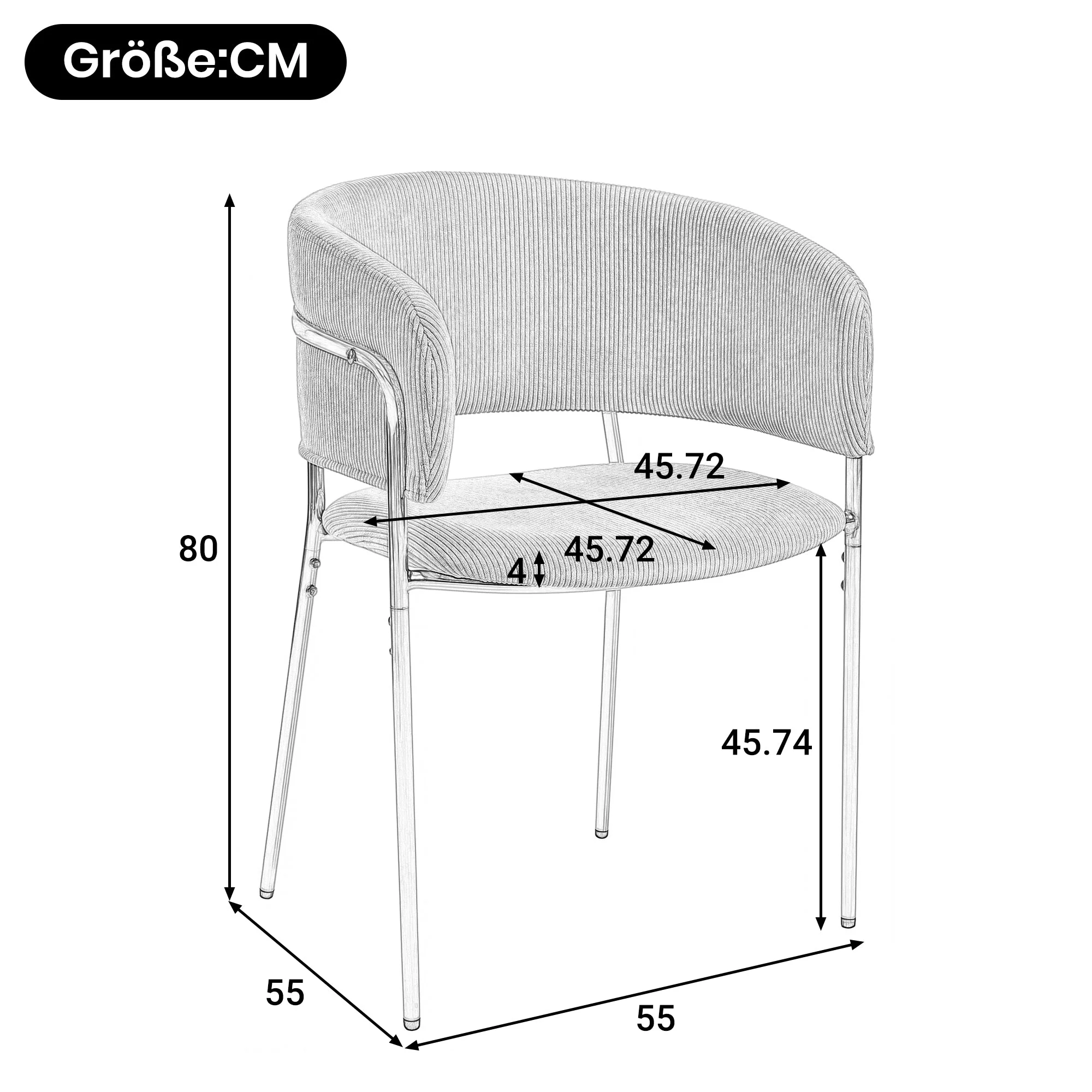 Modern Chairs with Angled Legs and Adjustable Feet, Green Corduroy Fabric (Set of 2) - Image 2