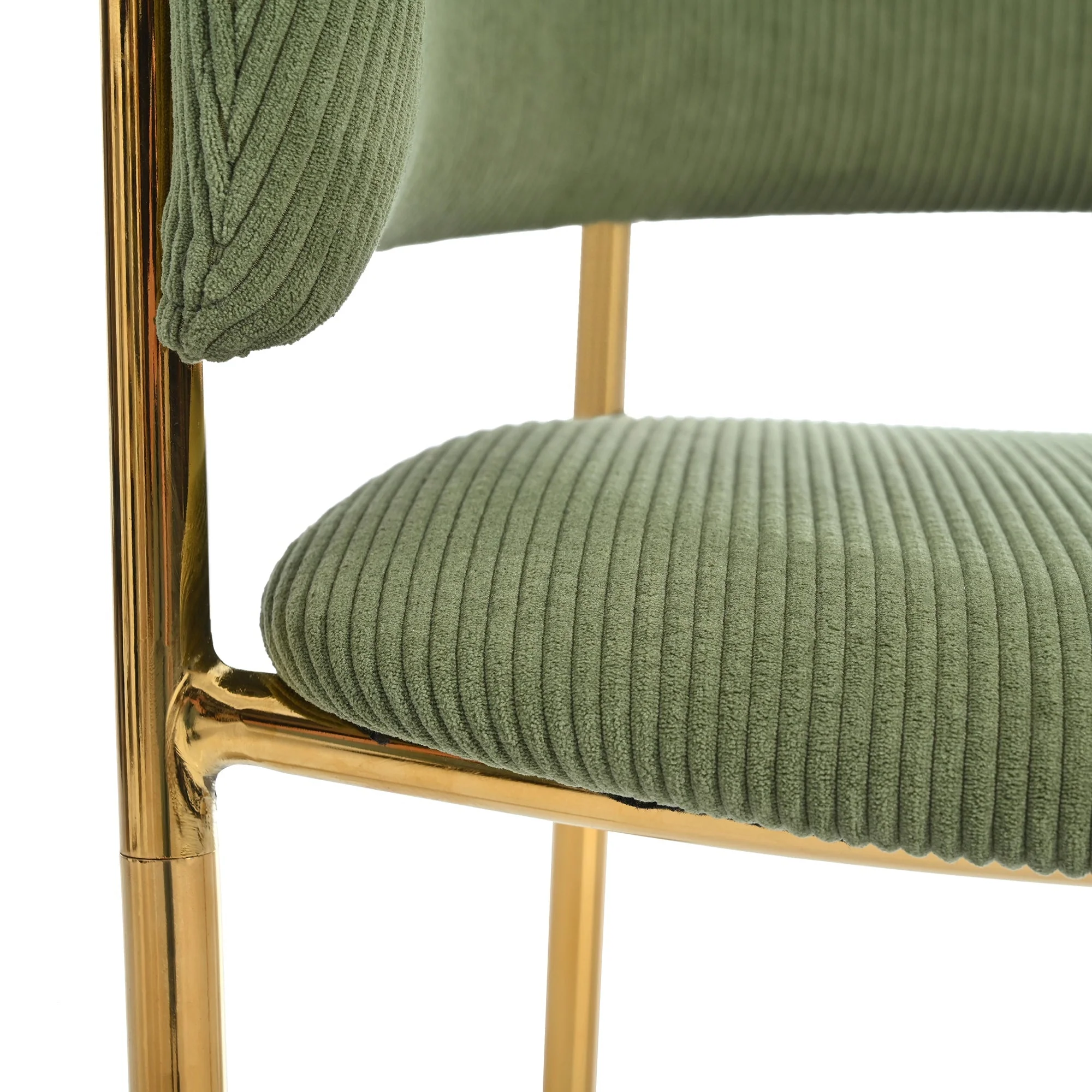 Modern Chairs with Angled Legs and Adjustable Feet, Green Corduroy Fabric (Set of 2) - Image 8