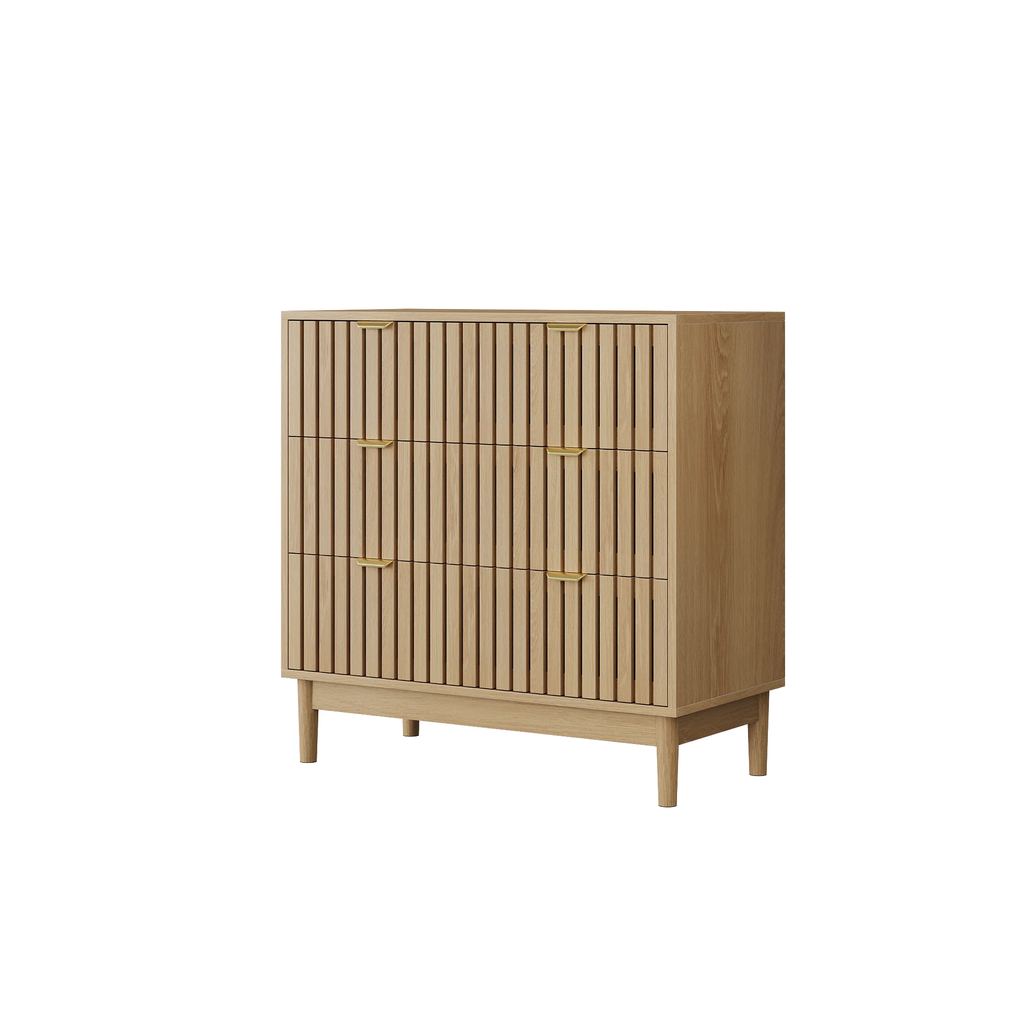 Modern Chest of Drawers, 3 Drawer Medieval Country Style Storage Cabinet for Bedroom and Living Room, Oak Wood - Image 9