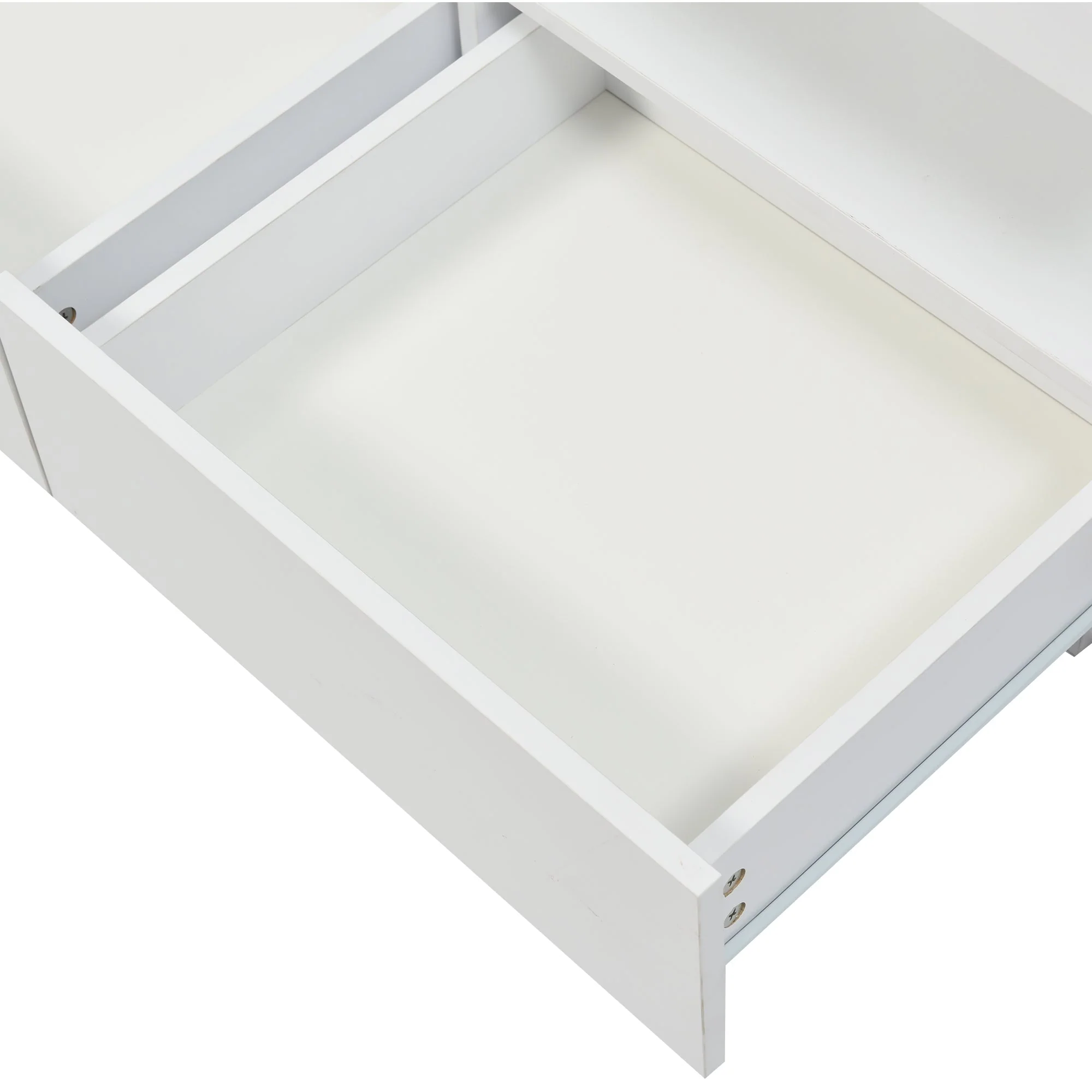Modern Coffee Table with High-Gloss Top and 2 Drawers, White - Image 9