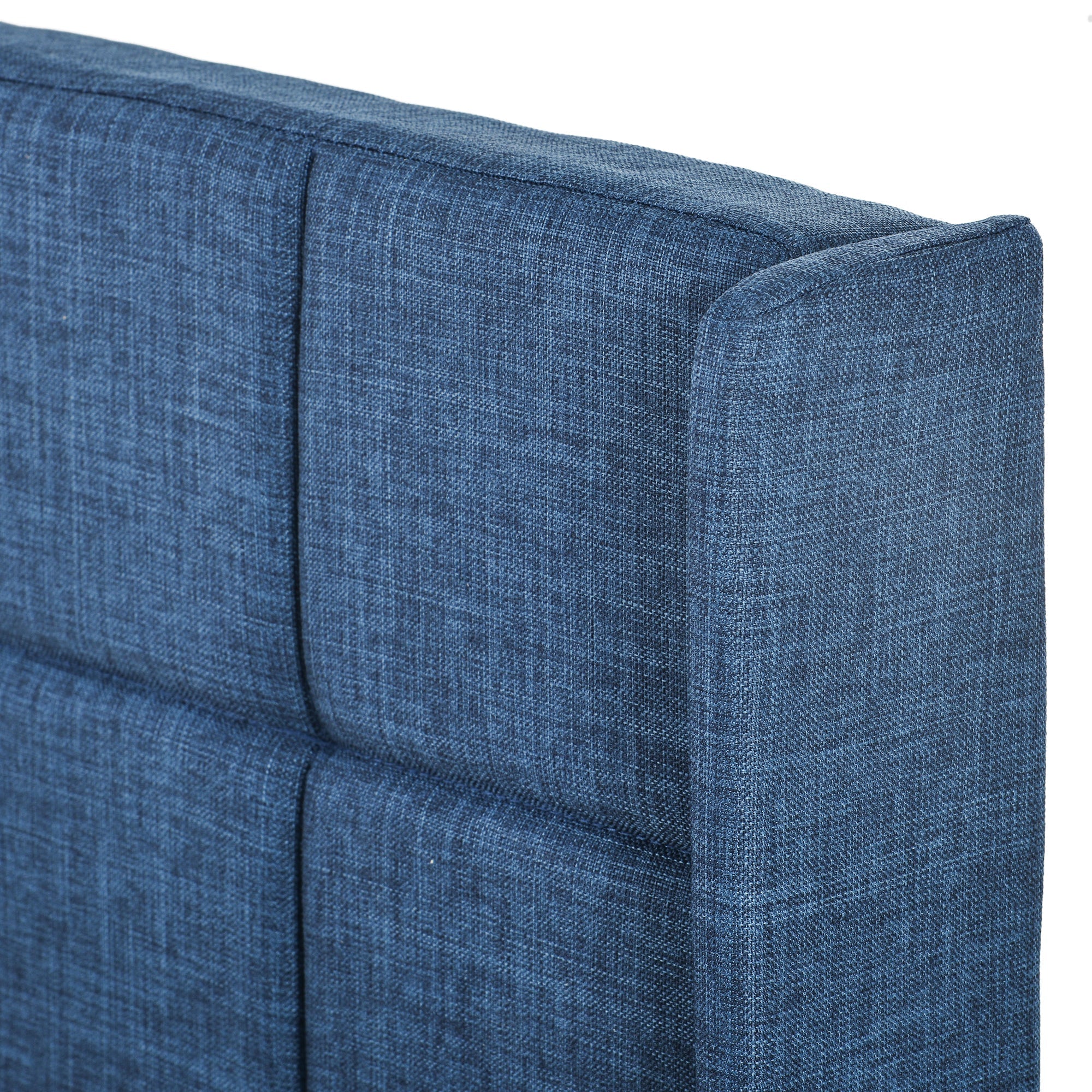 Modern design upholstered bed, single with slatted frame 90x200cm, blue linen - Image 11