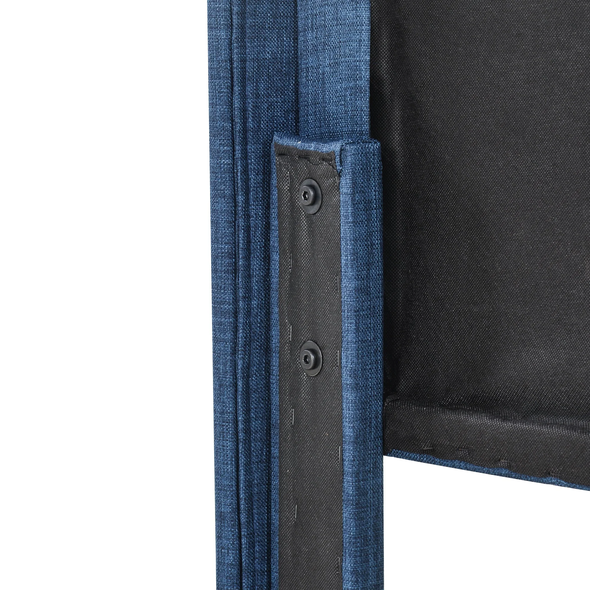 Modern design upholstered bed, single with slatted frame 90x200cm, blue linen - Image 12
