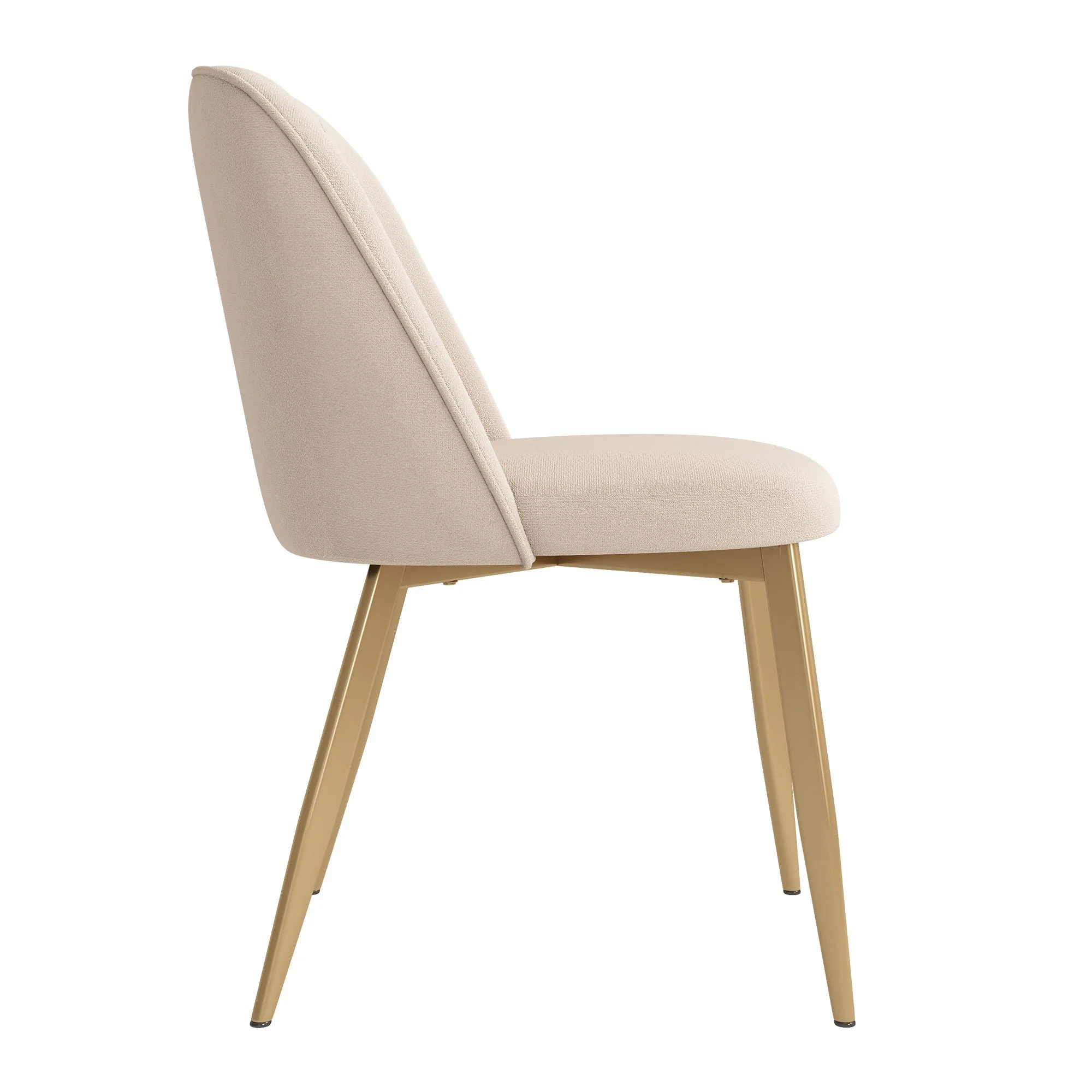 Modern Dining Chairs, Set of 2, Comfortable and Breathable Seating for Living Room and Cafe, Beige Velvet and Gold - Image 9