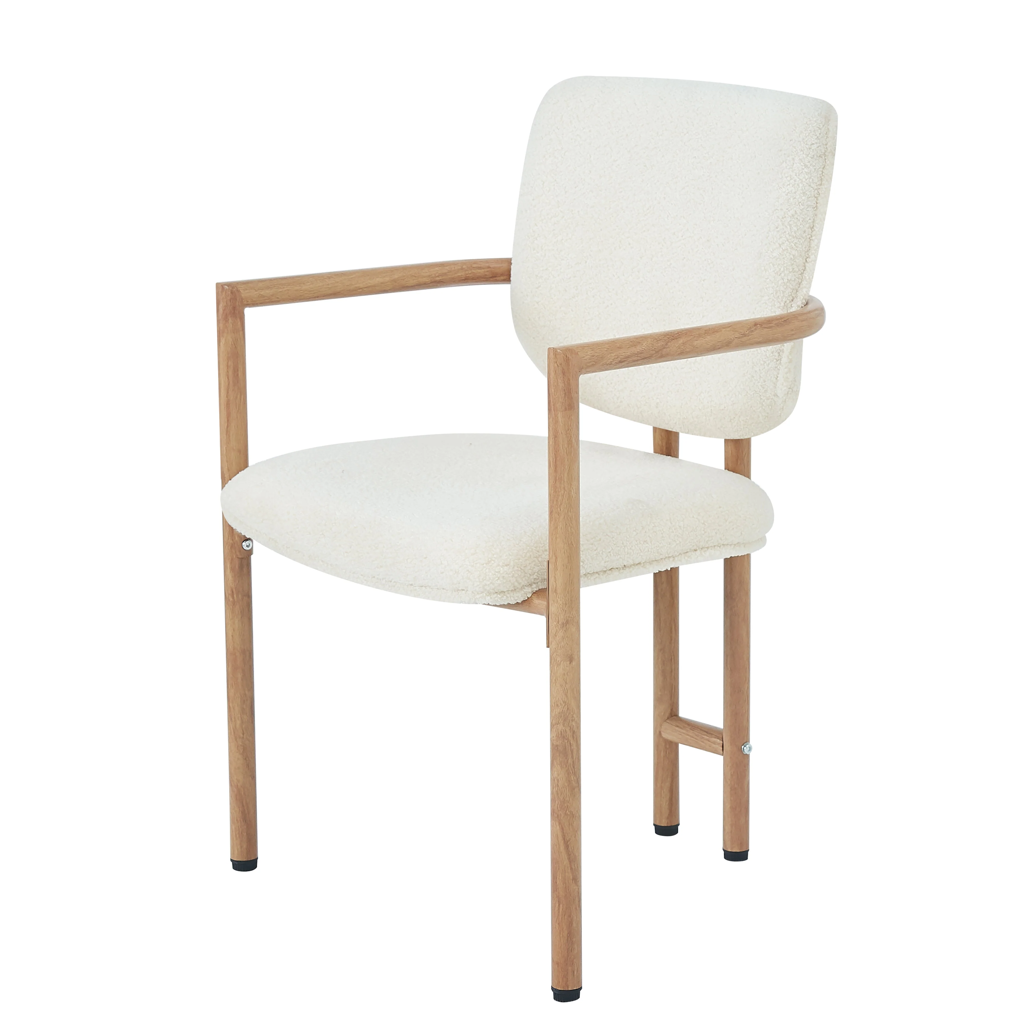 Modern Dining Chairs Set of 4, Ergonomic Bouclé Seats with Wood-Look Metal Legs, Natural Color - Image 7