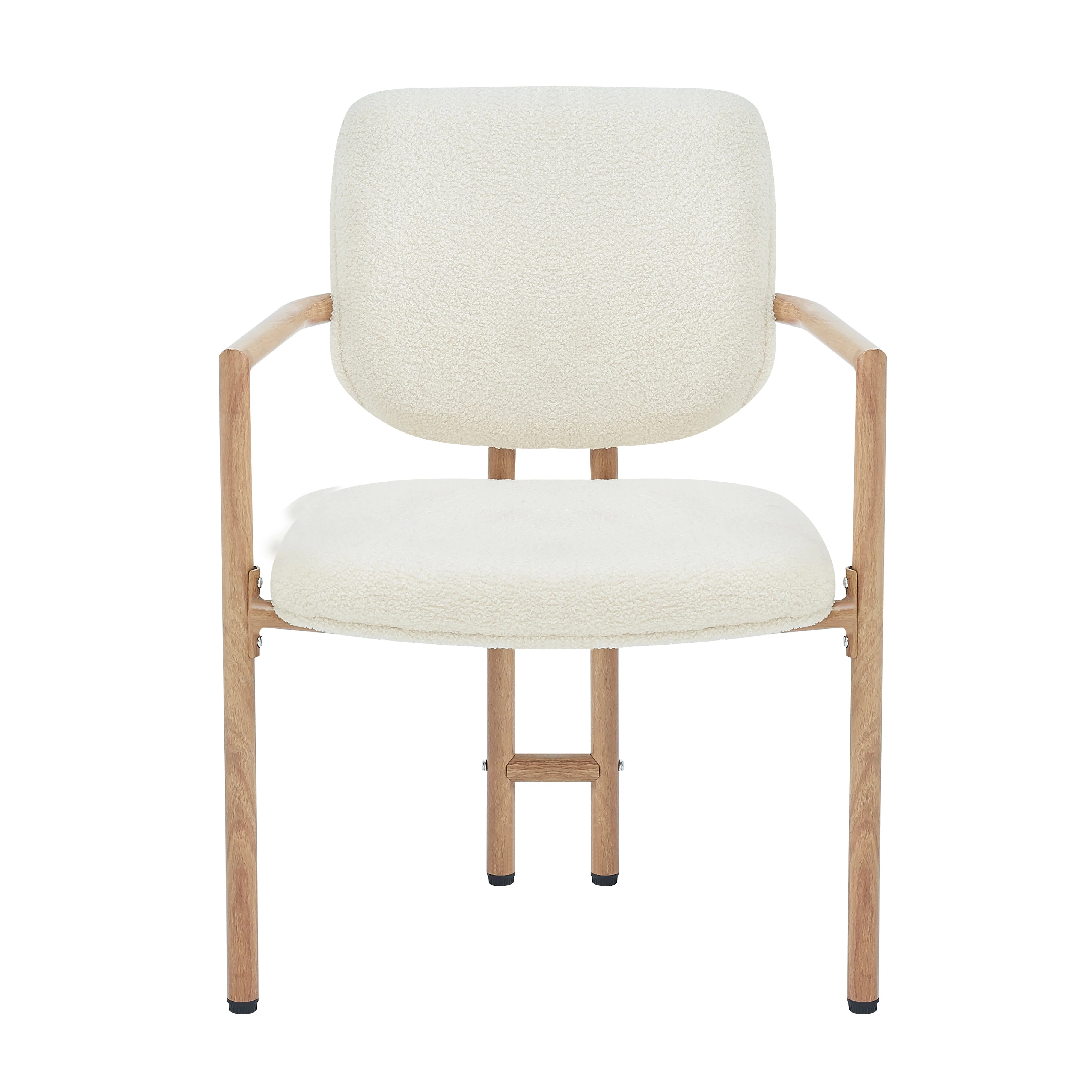 Modern Dining Chairs Set of 4, Ergonomic Bouclé Seats with Wood-Look Metal Legs, Natural Color - Image 8