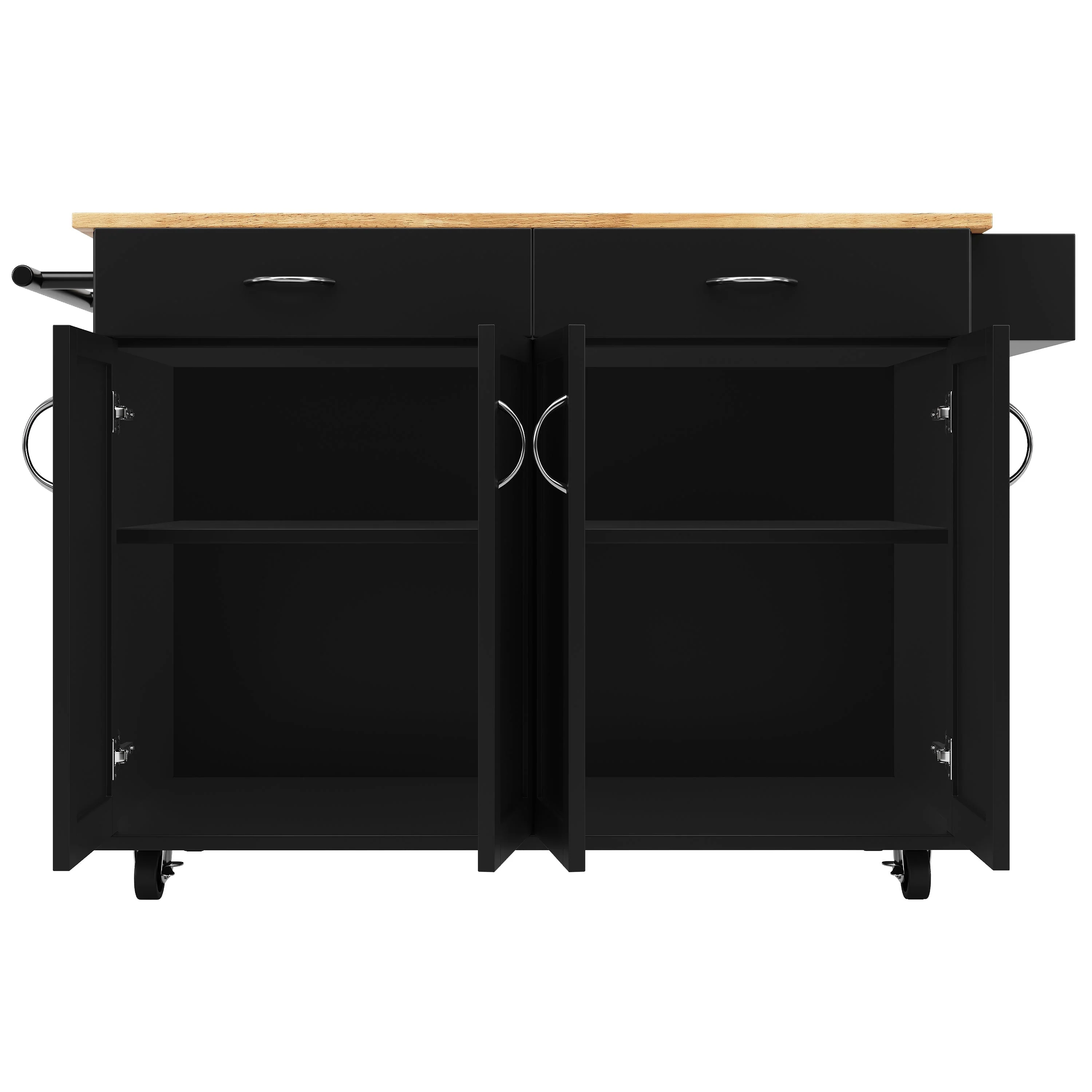 Modern Kitchen Island Multifunctional Dining Cart Storage - Black - Image 10