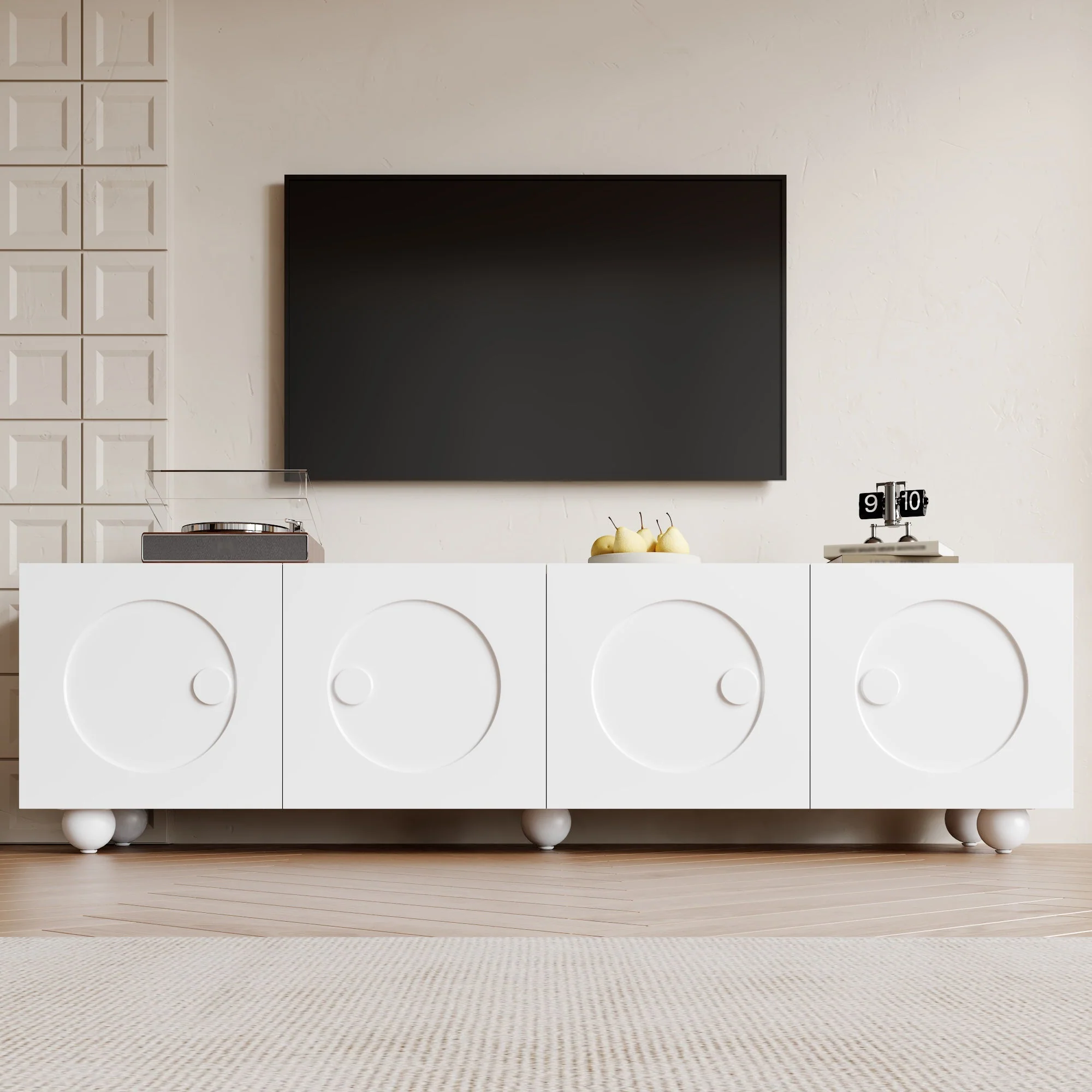 Modern Low TV Cabinet 180.5x38x50cm - White - Image 7