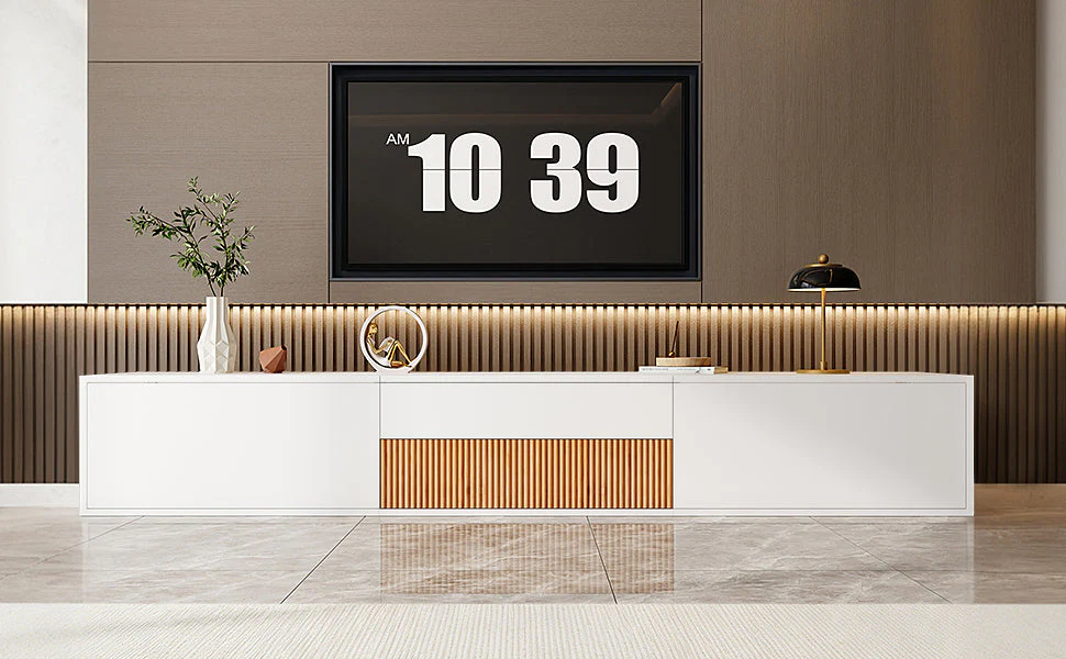 Modern Low TV Stand 180x34x30cm Unique Projector Design - Image 7