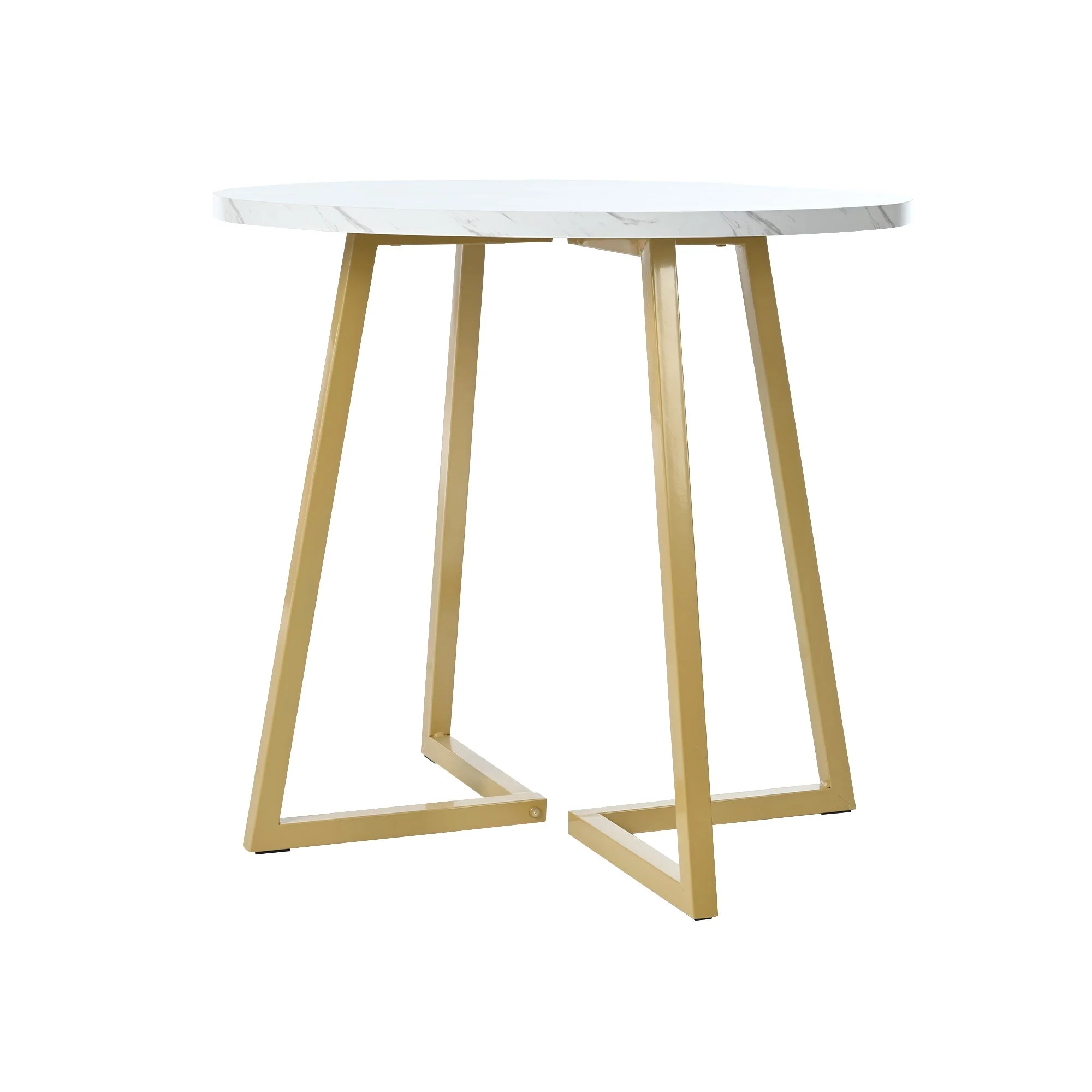 Modern Metal Frame Marble Pattern Round Coffee Table with Gold Stand - Image 5
