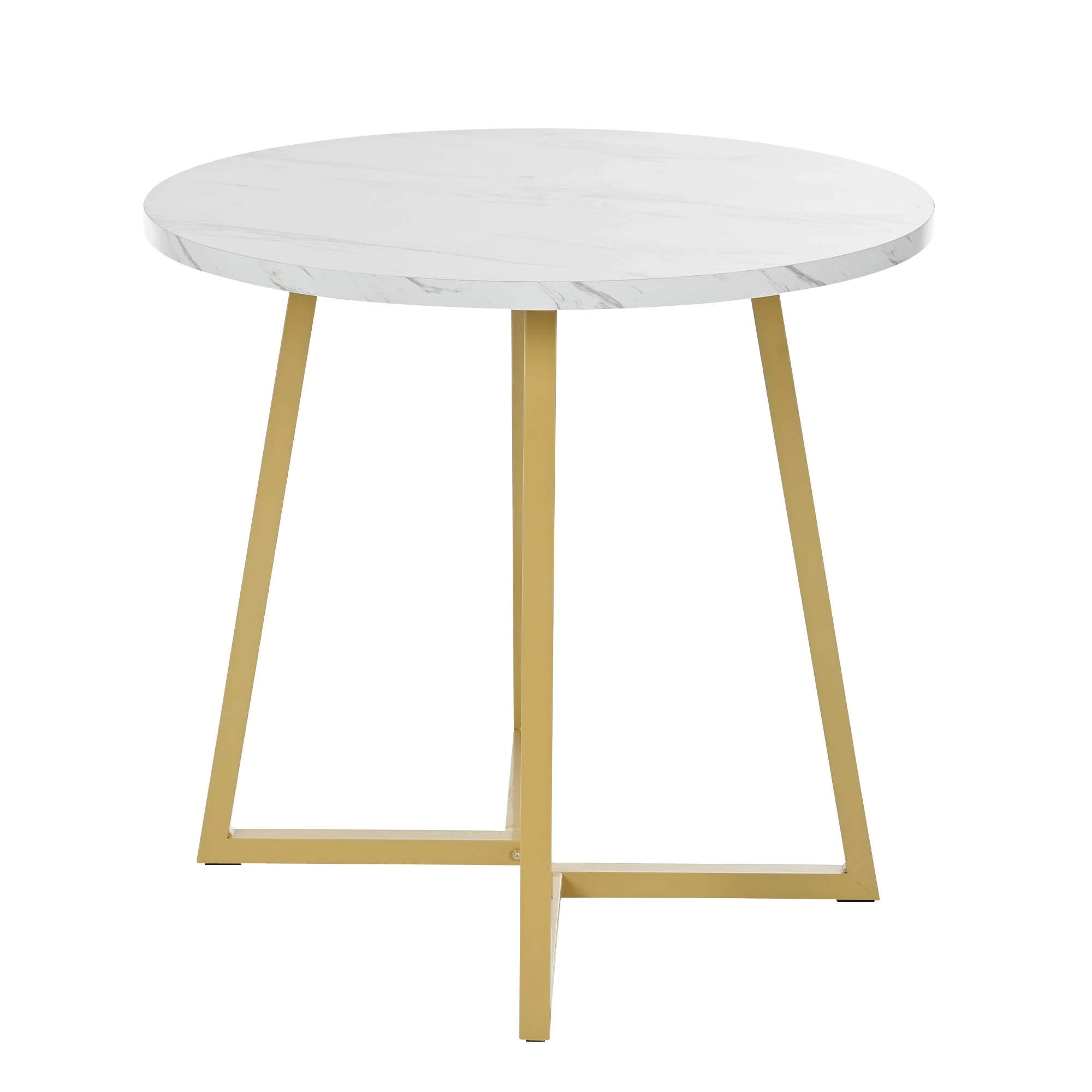 Modern Metal Frame Marble Pattern Round Coffee Table with Gold Stand - Image 7