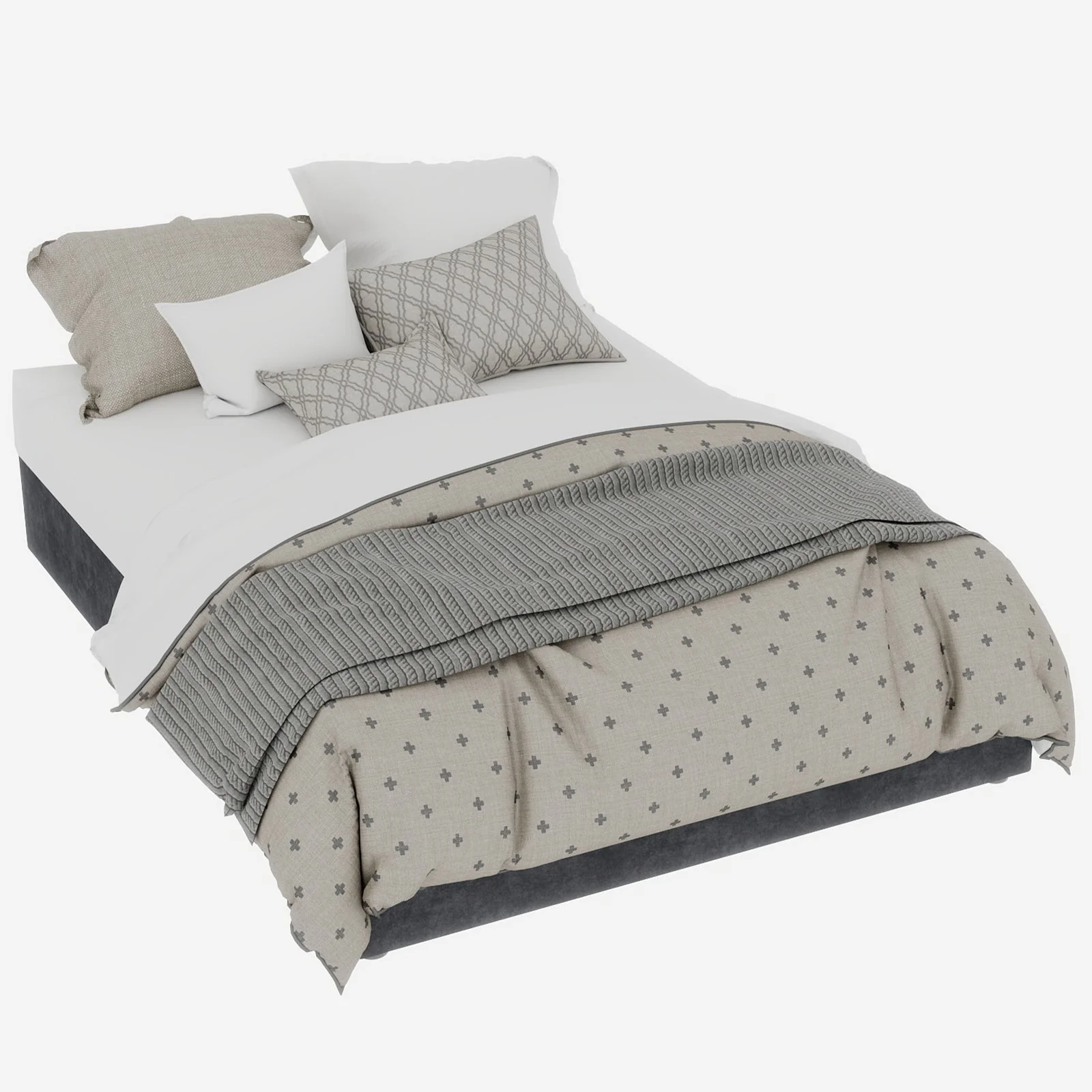 Modern Minimalist Bed Frame, 140x200cm Pneumatic Rods, Gray Dutch Velvet - Image 4