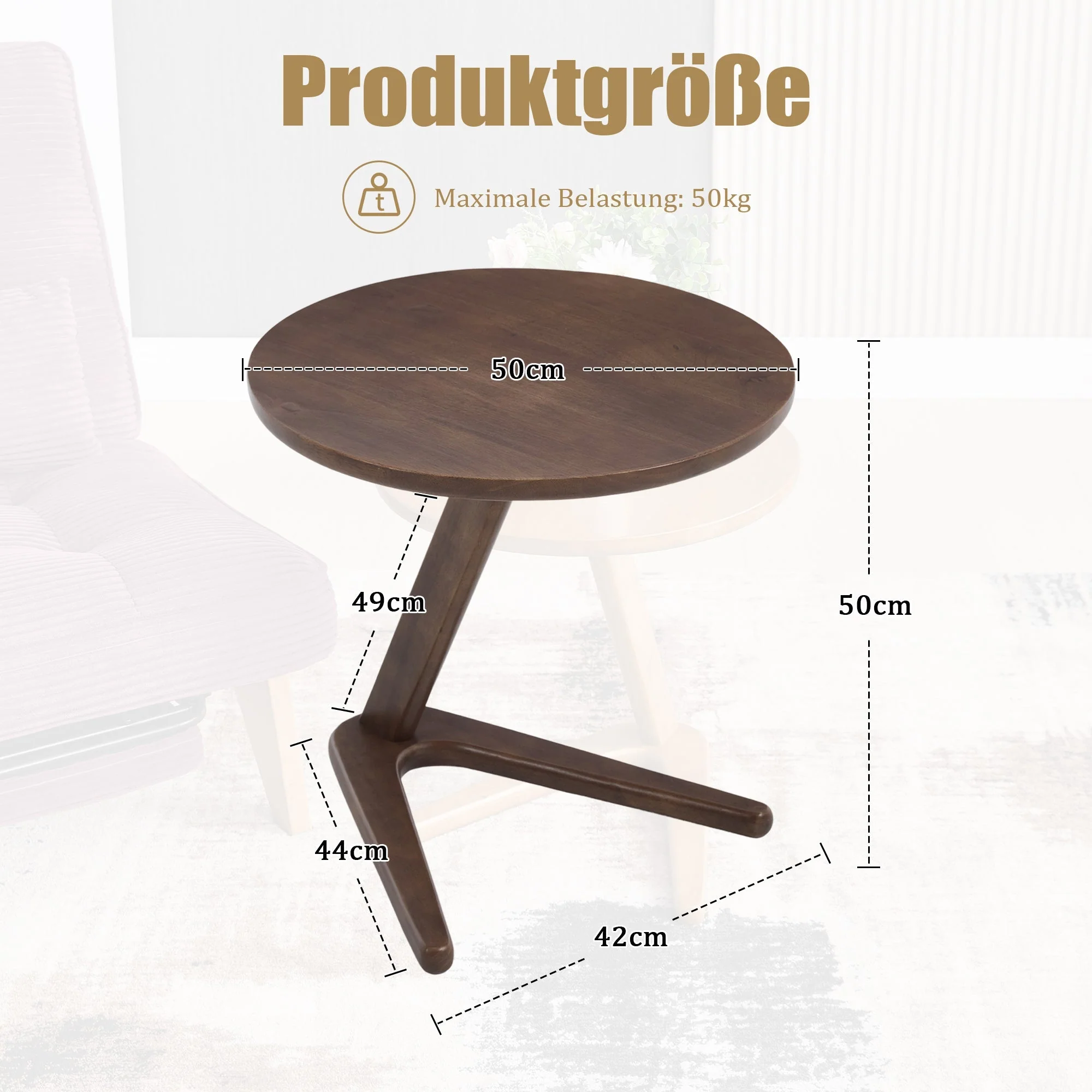 Modern Minimalist Round Side Table, Solid Wood Sofa/TV Table, Wooden - Image 6