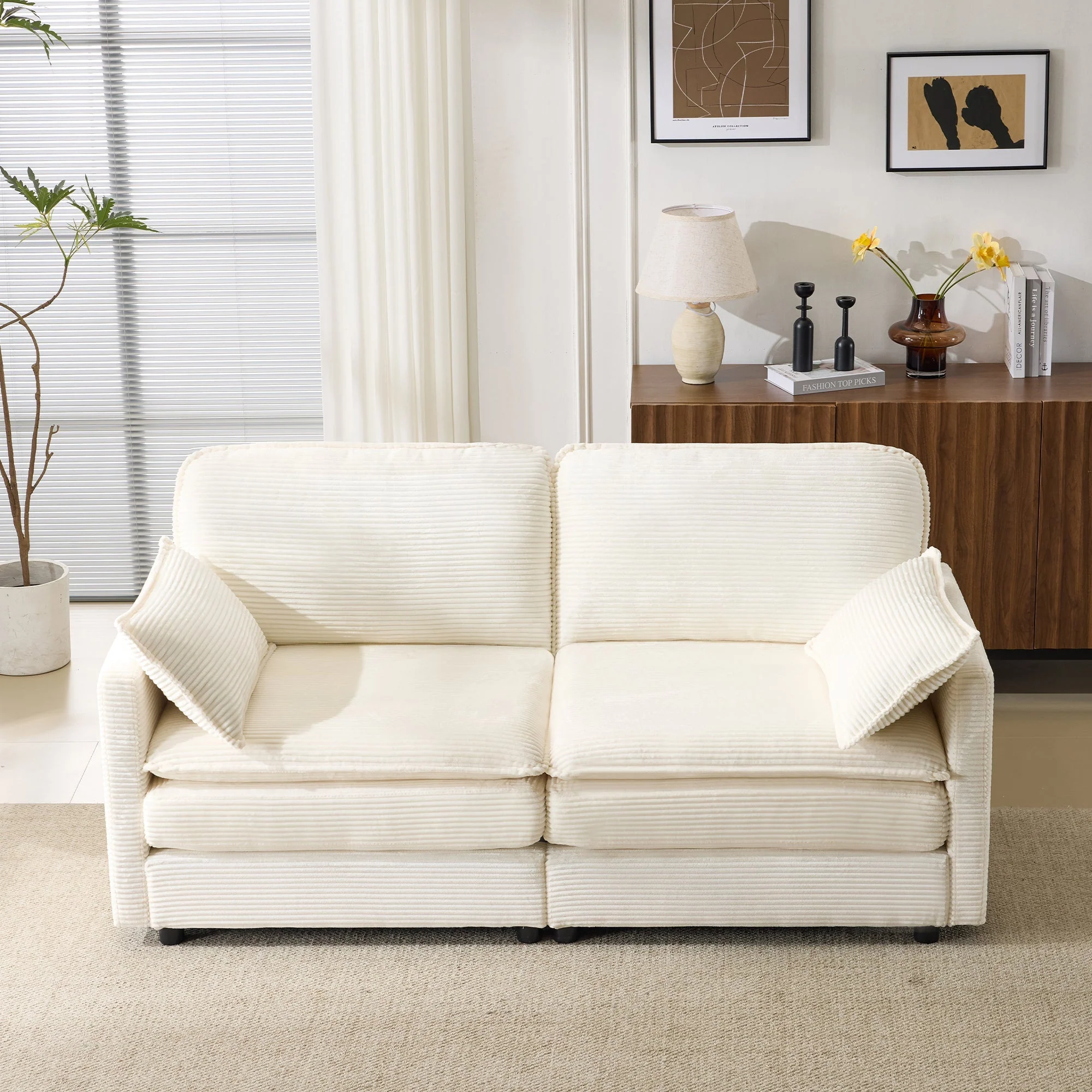 Modern Minimalist Sofa, 2-Seater Comfortable and Spacious, Living Room/Bedroom - Image 3