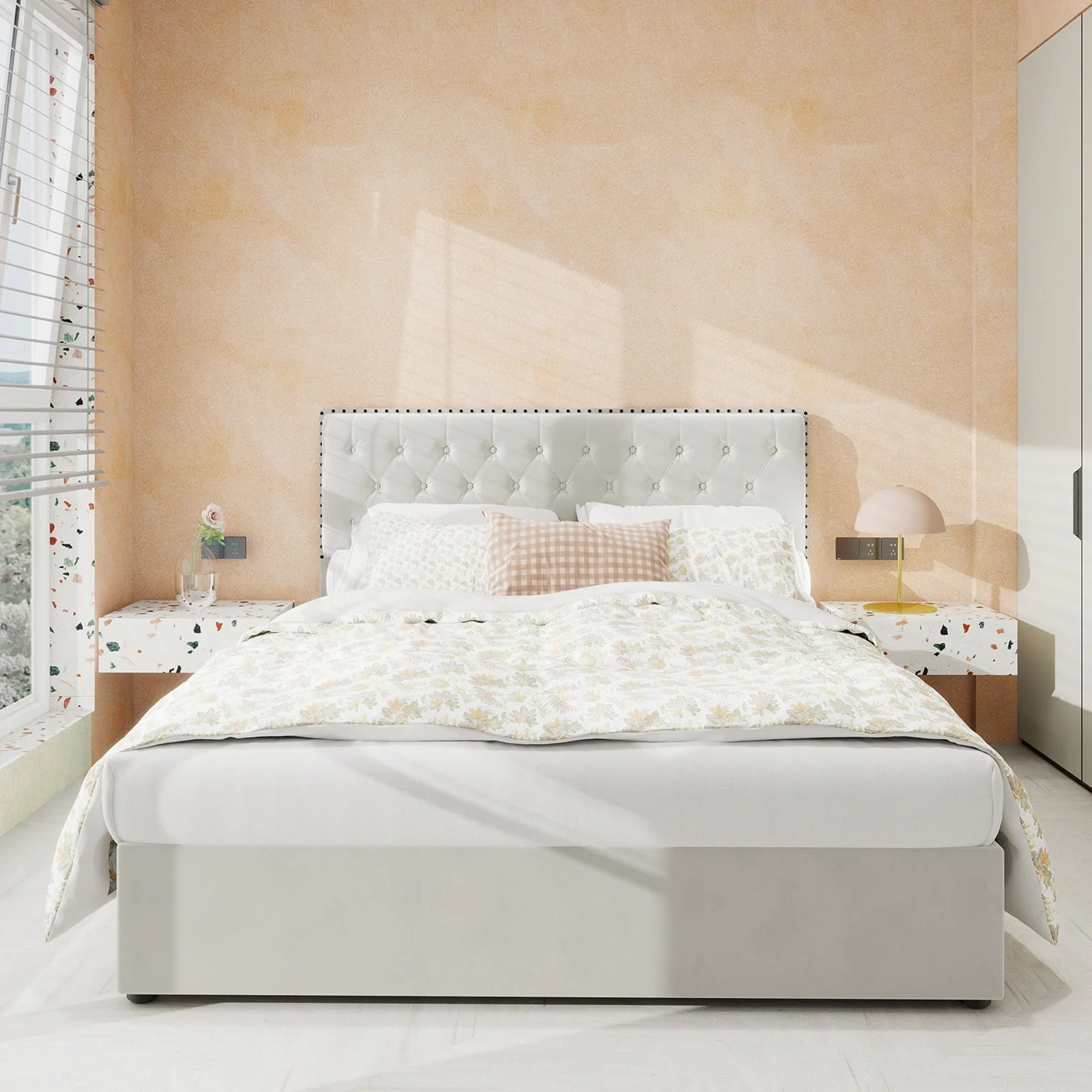 Modern Minimalist Soft Bed, 140*200CM, Beige
