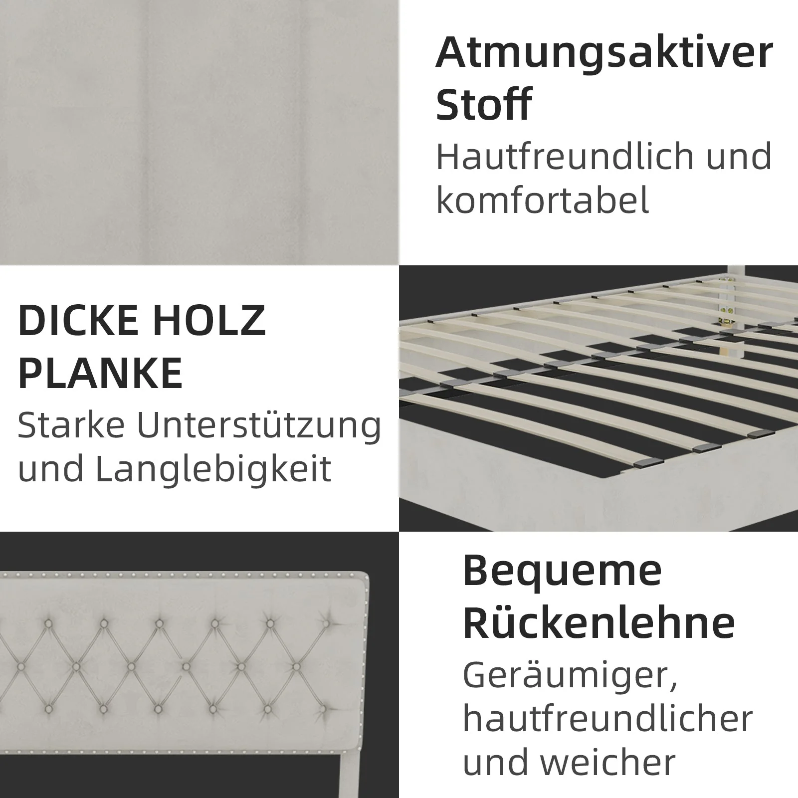 Modern Minimalist Soft Bed, Comfortable Headboard, 160x200CM, Beige - Image 23