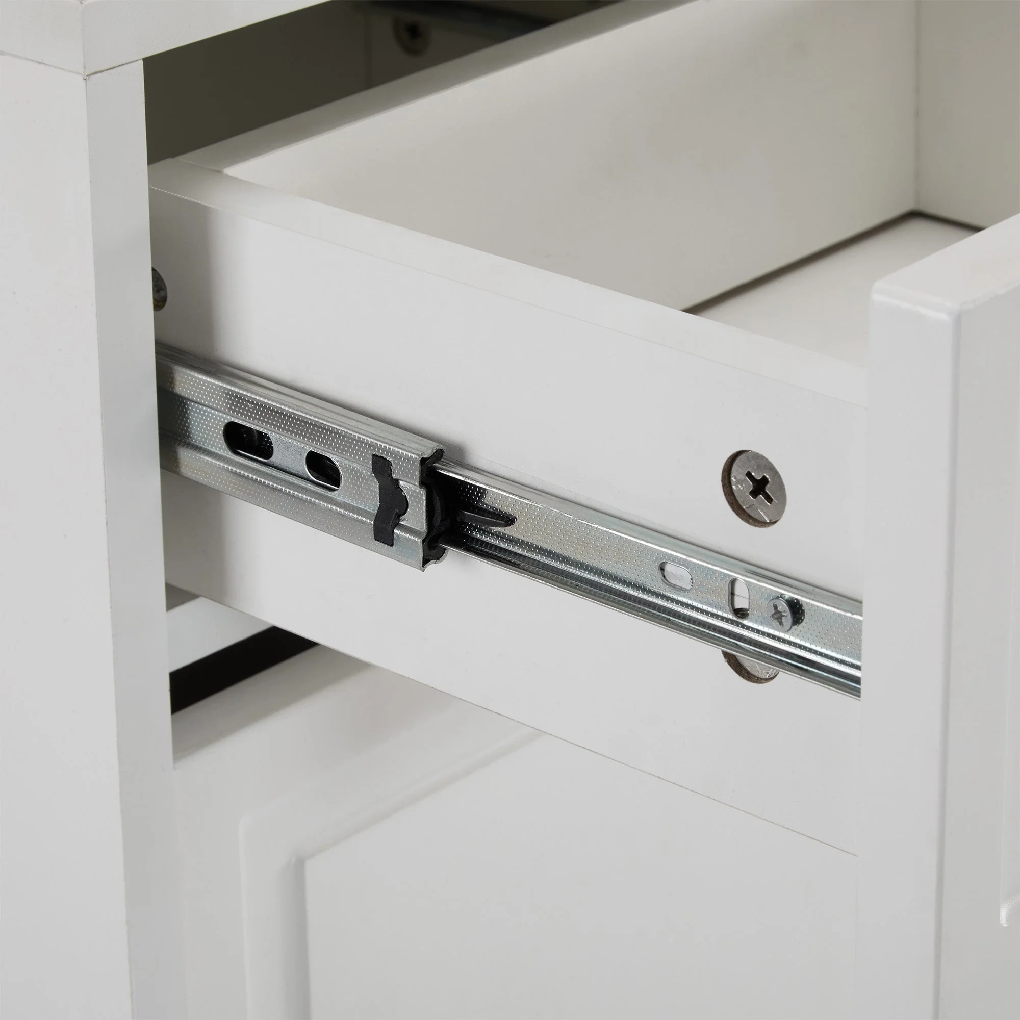 Modern Shoe Cabinet, adjustable shelves, gold handles, drawers, folding, white - Image 11