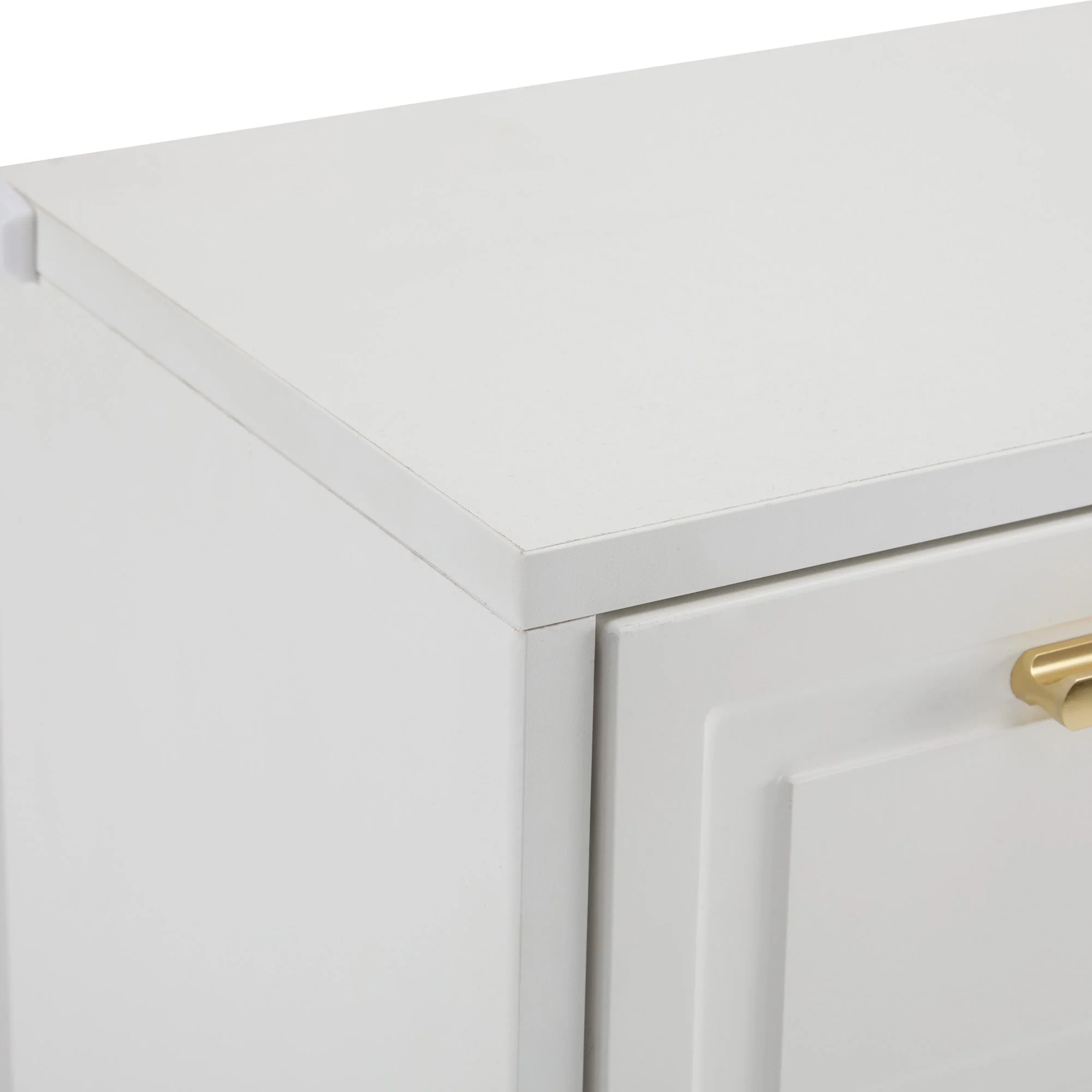 Modern Shoe Cabinet, adjustable shelves, gold handles, drawers, folding, white - Image 12