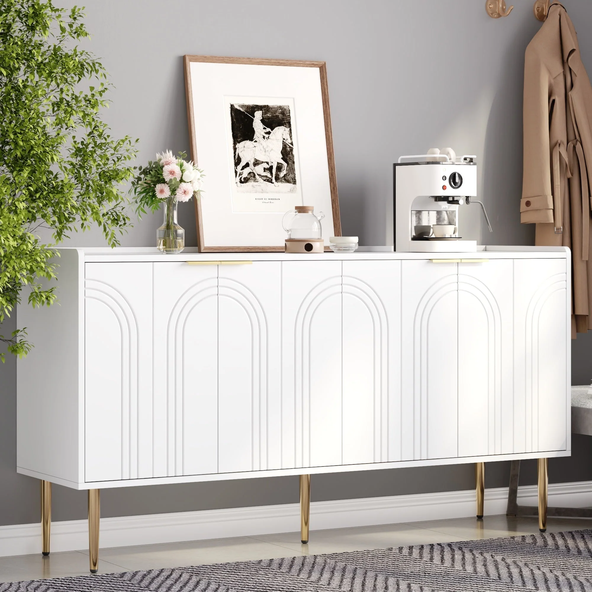 Modern Sideboard Buffet Storage Cabinet 140x38x75cm - Image 7