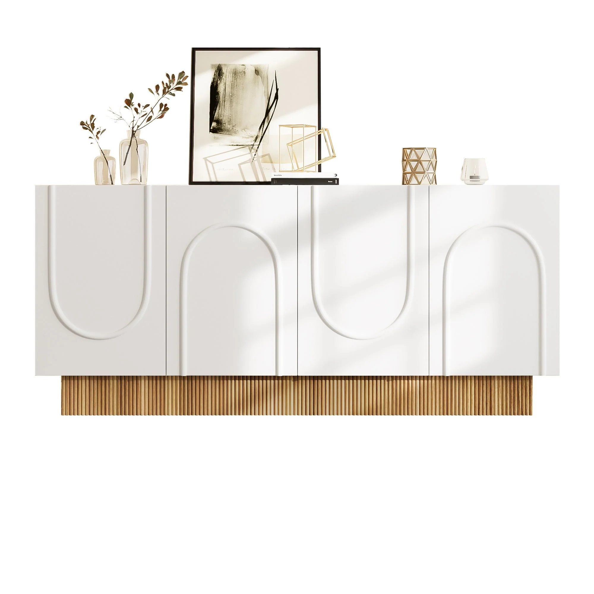 Modern Sideboard Cabinet | 4-Door Ample Storage U-Shaped | 160×75×38cm - Image 2