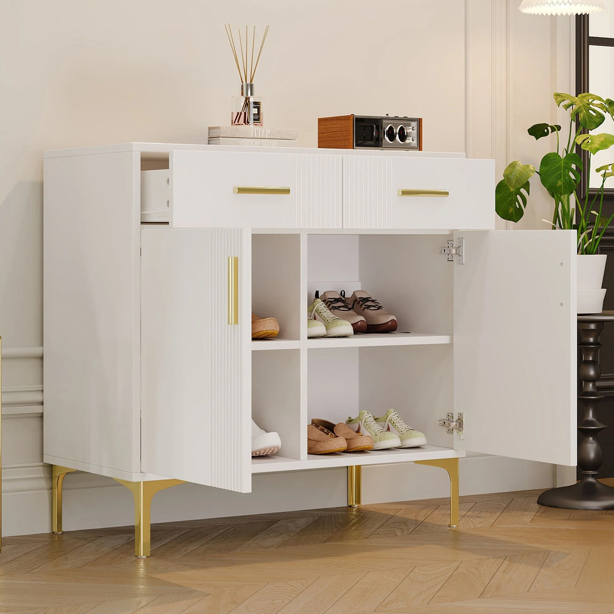Modern sideboard with 2 doors and 2 drawers, metal - Image 2