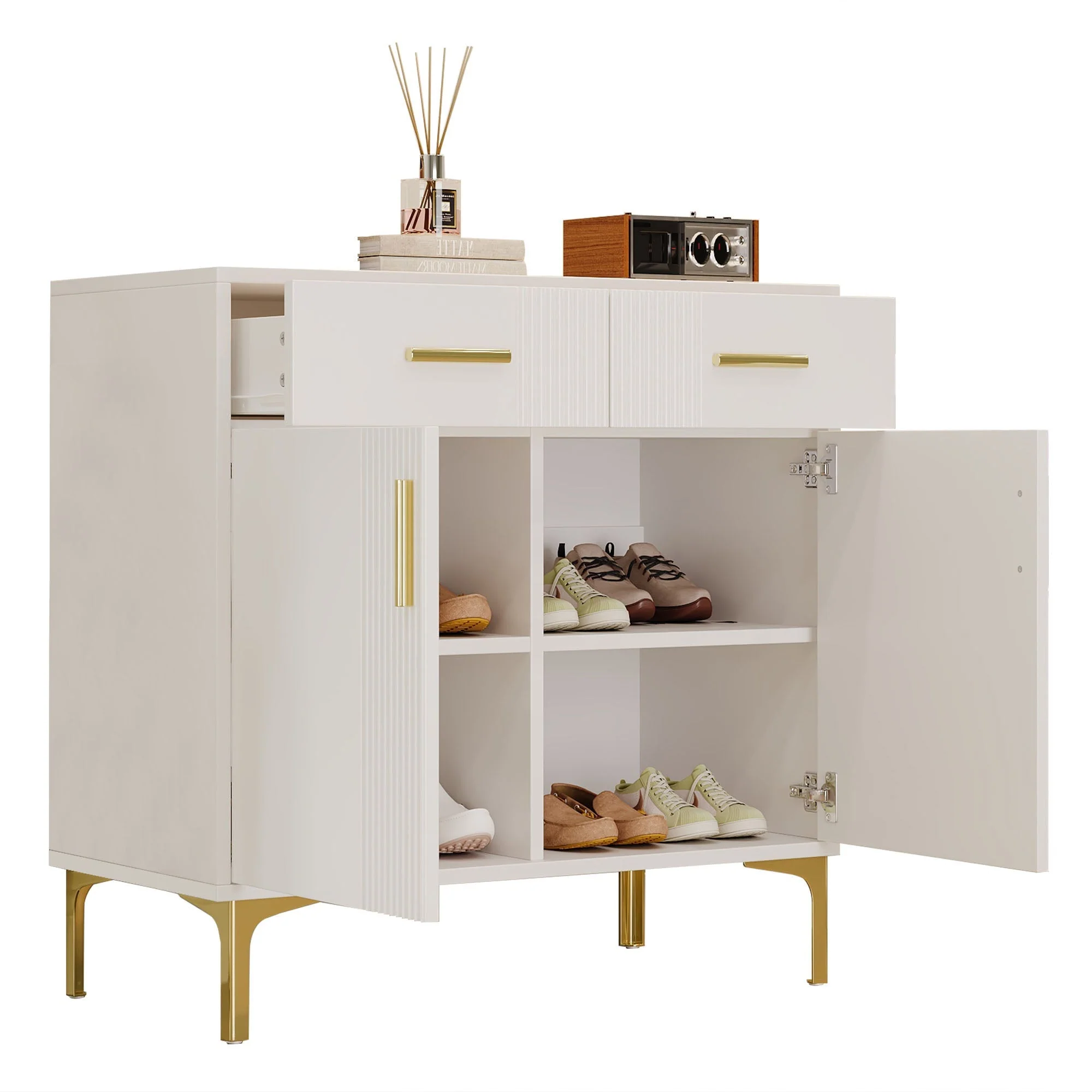 Modern sideboard with 2 doors and 2 drawers, metal - Image 6