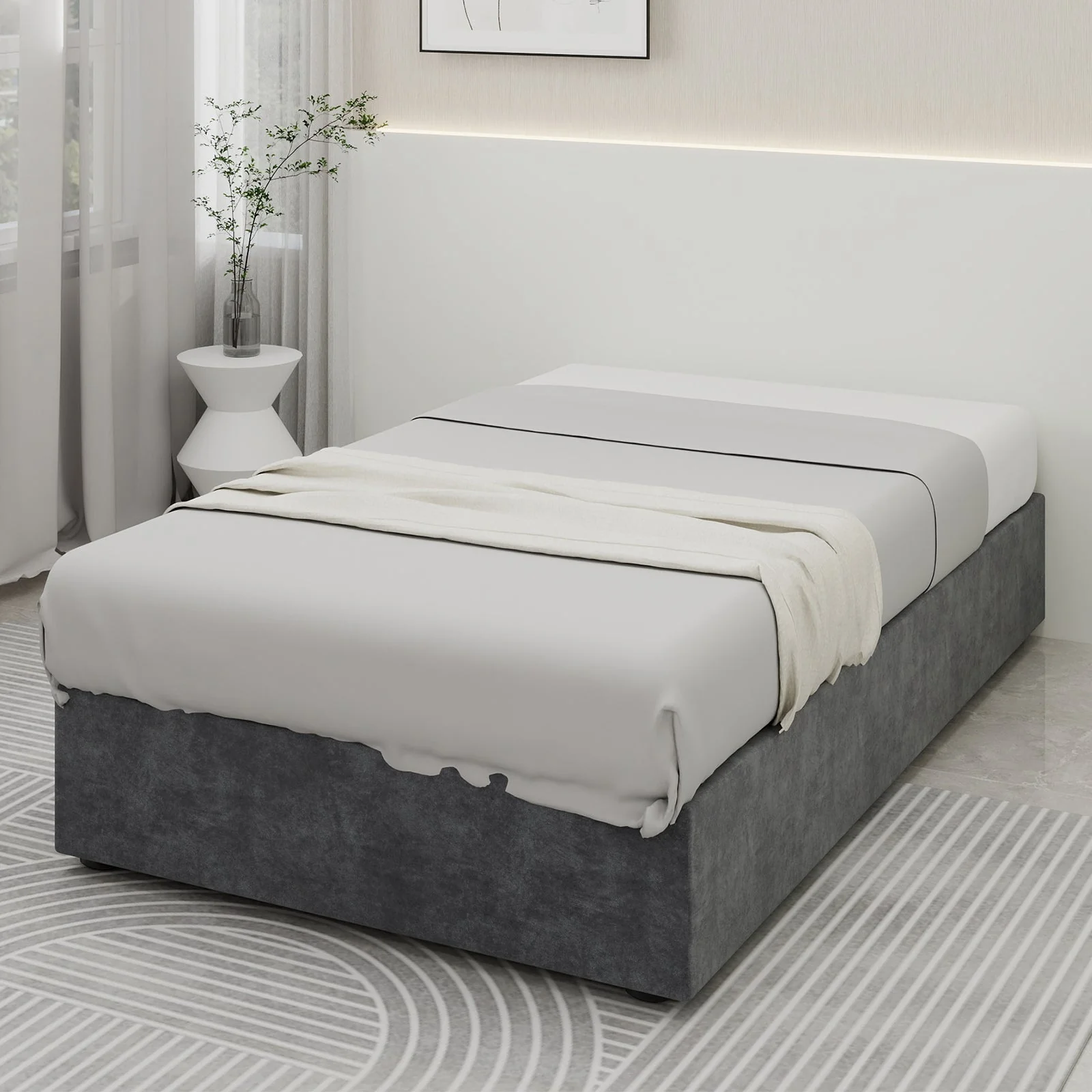 Modern Simple Style Bed Frame 90*200cm Gas Lift Storage Dutch Velvet Grey - Image 8