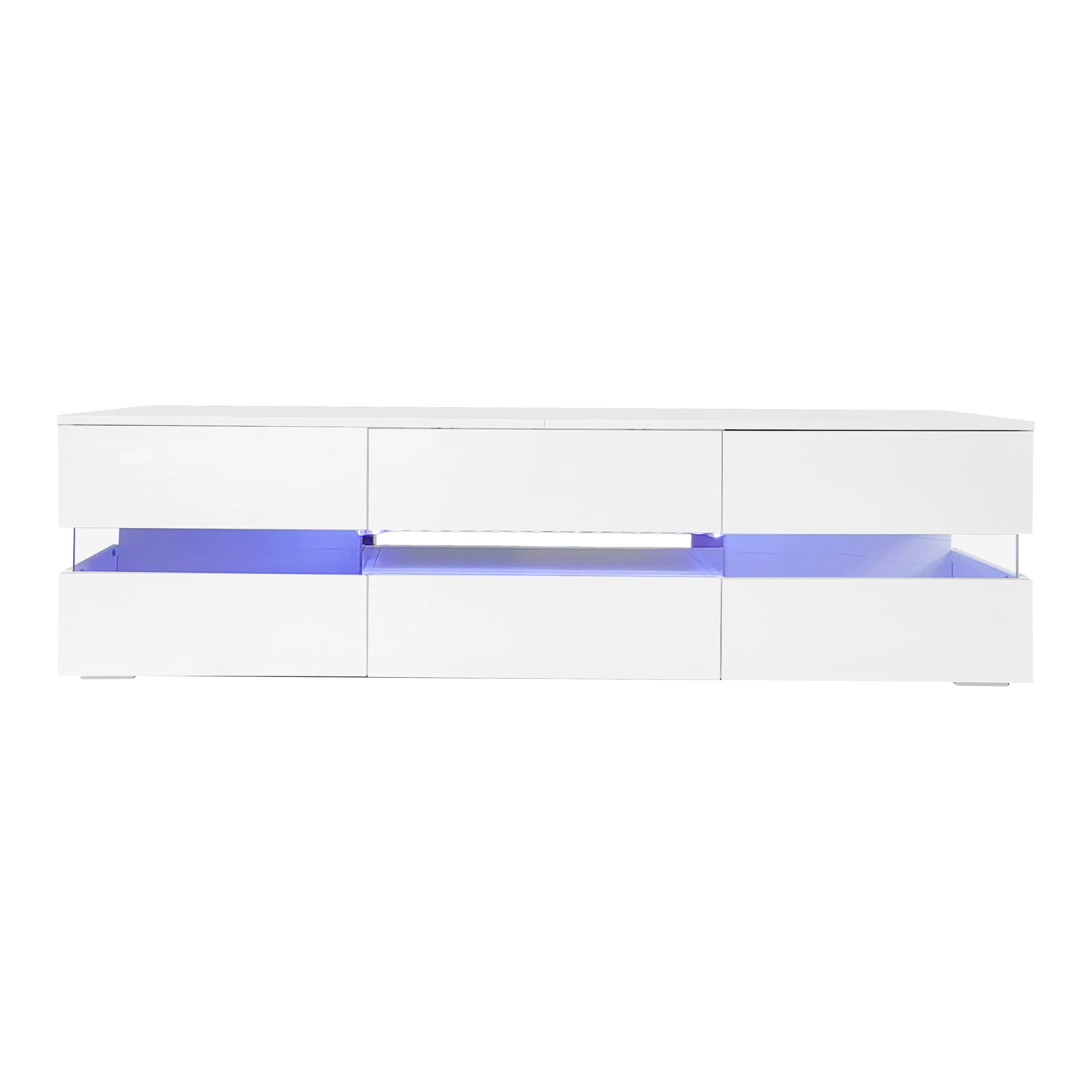 Modern TV Cabinet 160cm LED Storage for 70-inch TVs High-Gloss White - Image 7