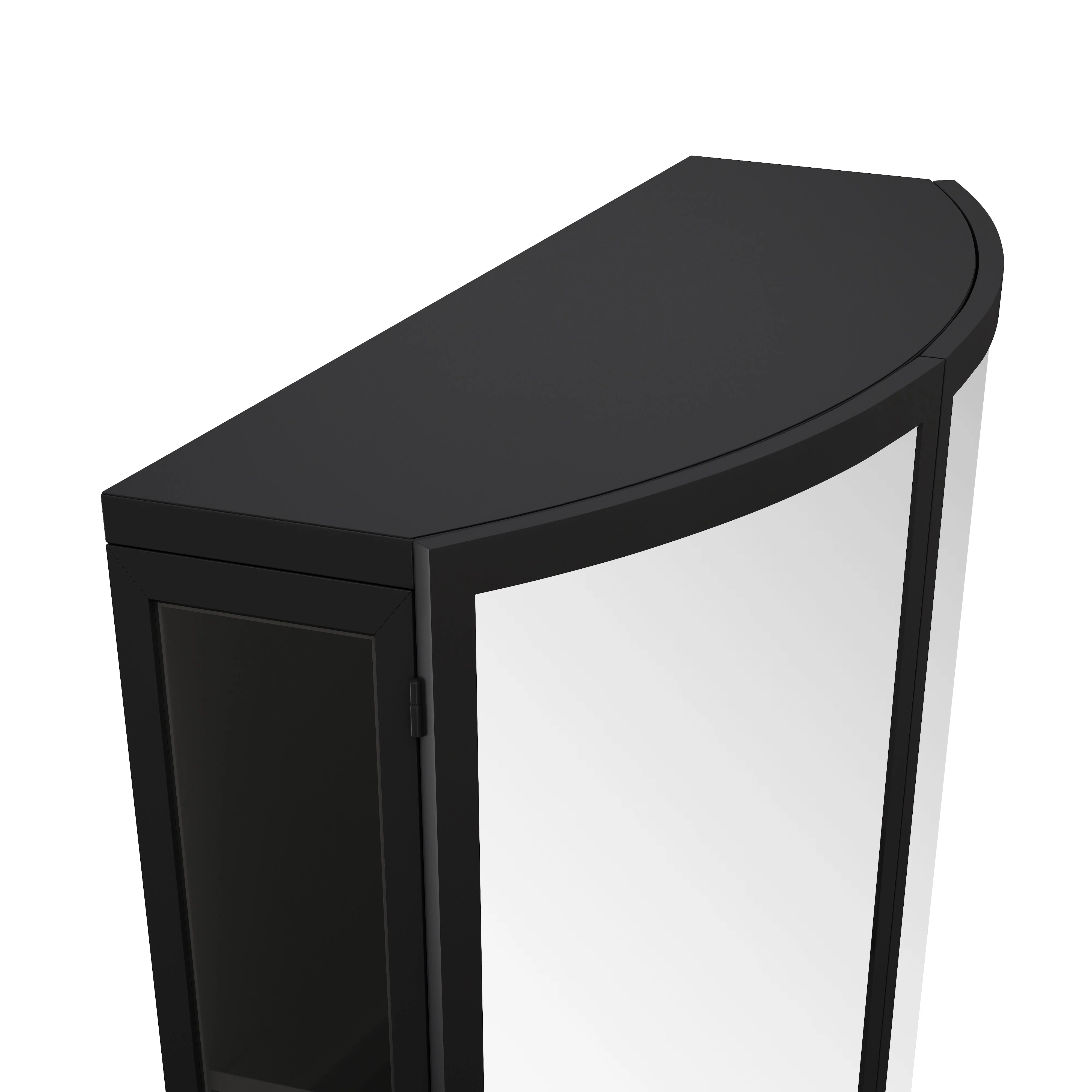 Modern Wardrobe 60CM Arched Glass Double-Door Storage Shelf Black - Image 8