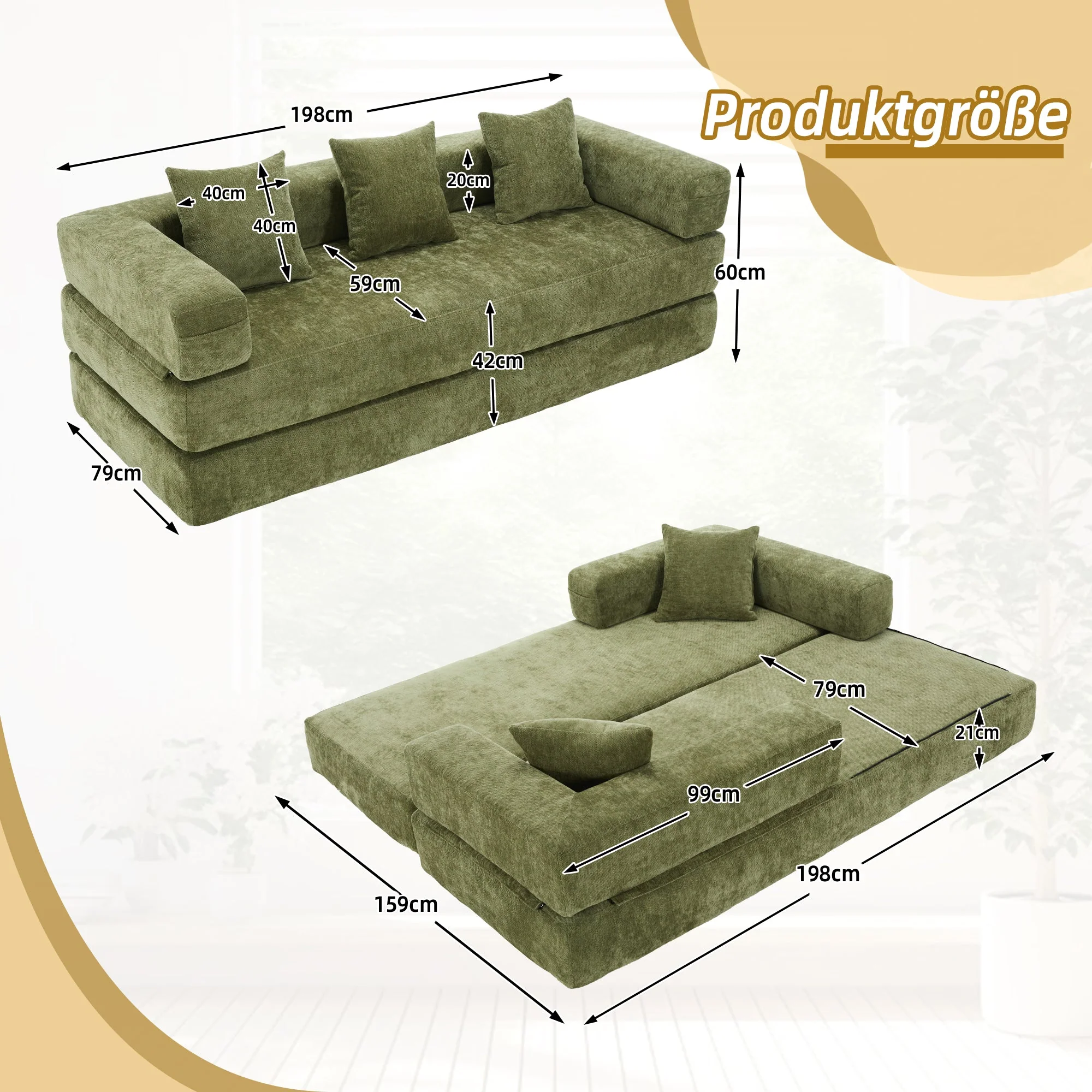 Modular Block Sofa, Super Soft Combinable Storage Non-Slip, Chenille - Image 2