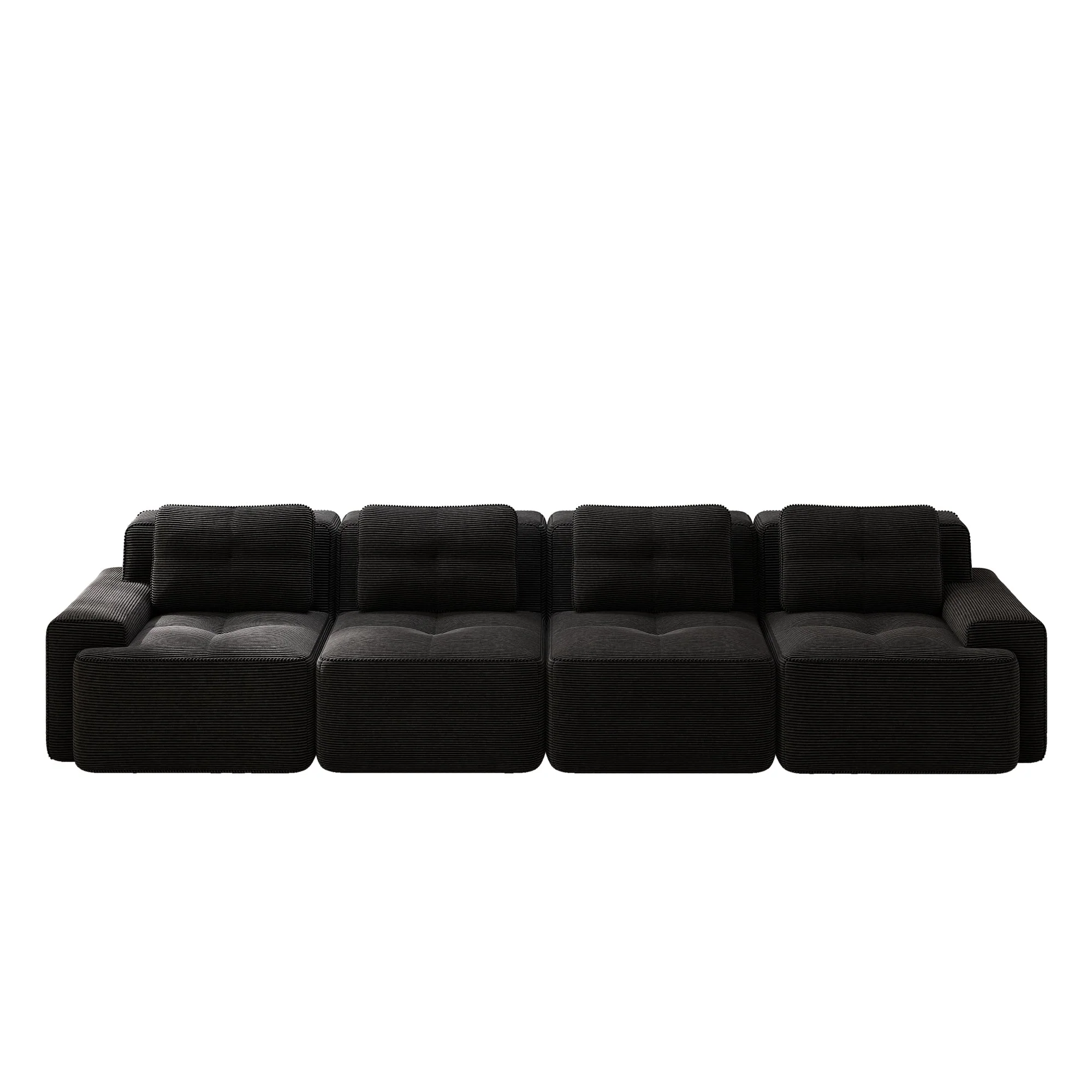 Modular Cloud Sofa 4-Seater Deep Seat Corduroy - Black - Image 5