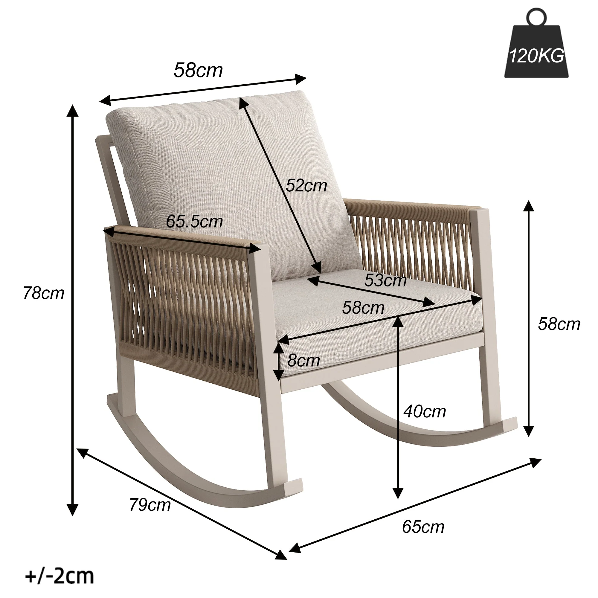 Modular Garden Furniture Set with Rocking Chairs, Corner Sofa and Side Table, Rope Weave - Image 4