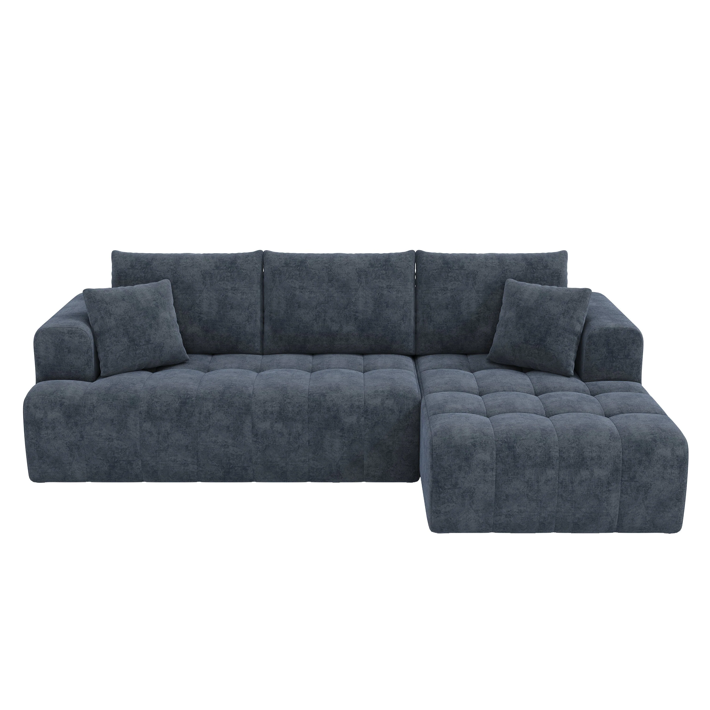 Modular L-shaped Corner Cloud Sofa, Frameless and Freely Combinable, Blue Chenille - Image 10