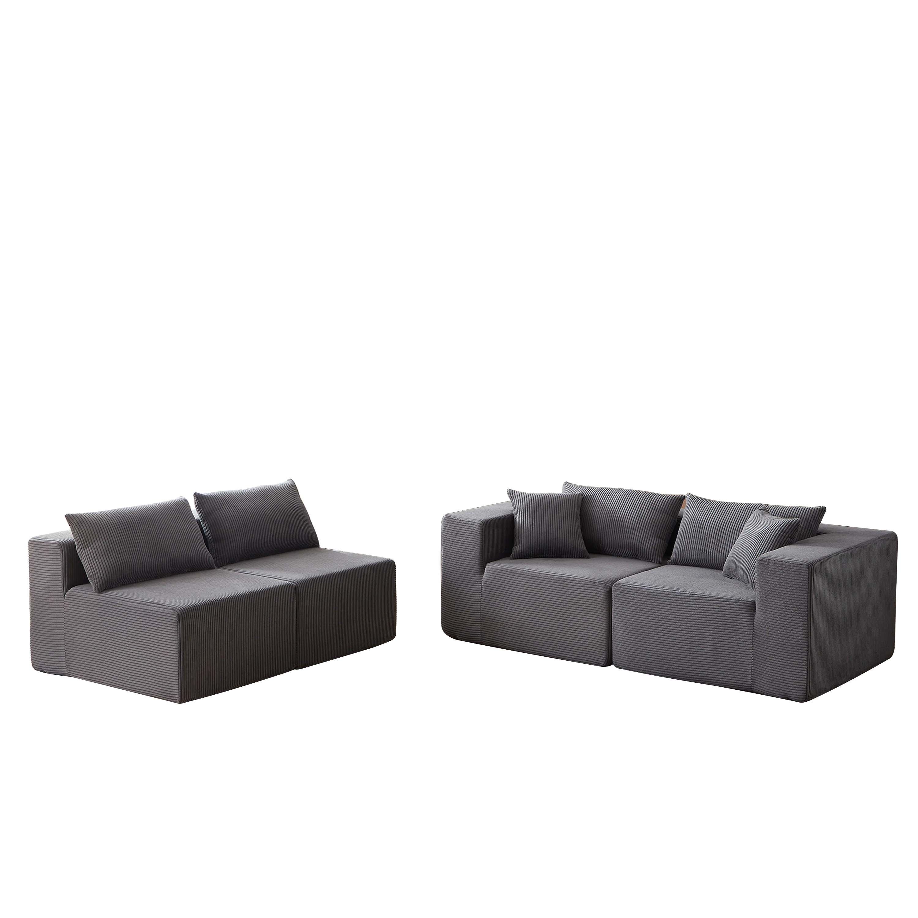 Modular L-Shaped Sectional Sofa 104-Inch 4-Piece - Corduroy - Image 14