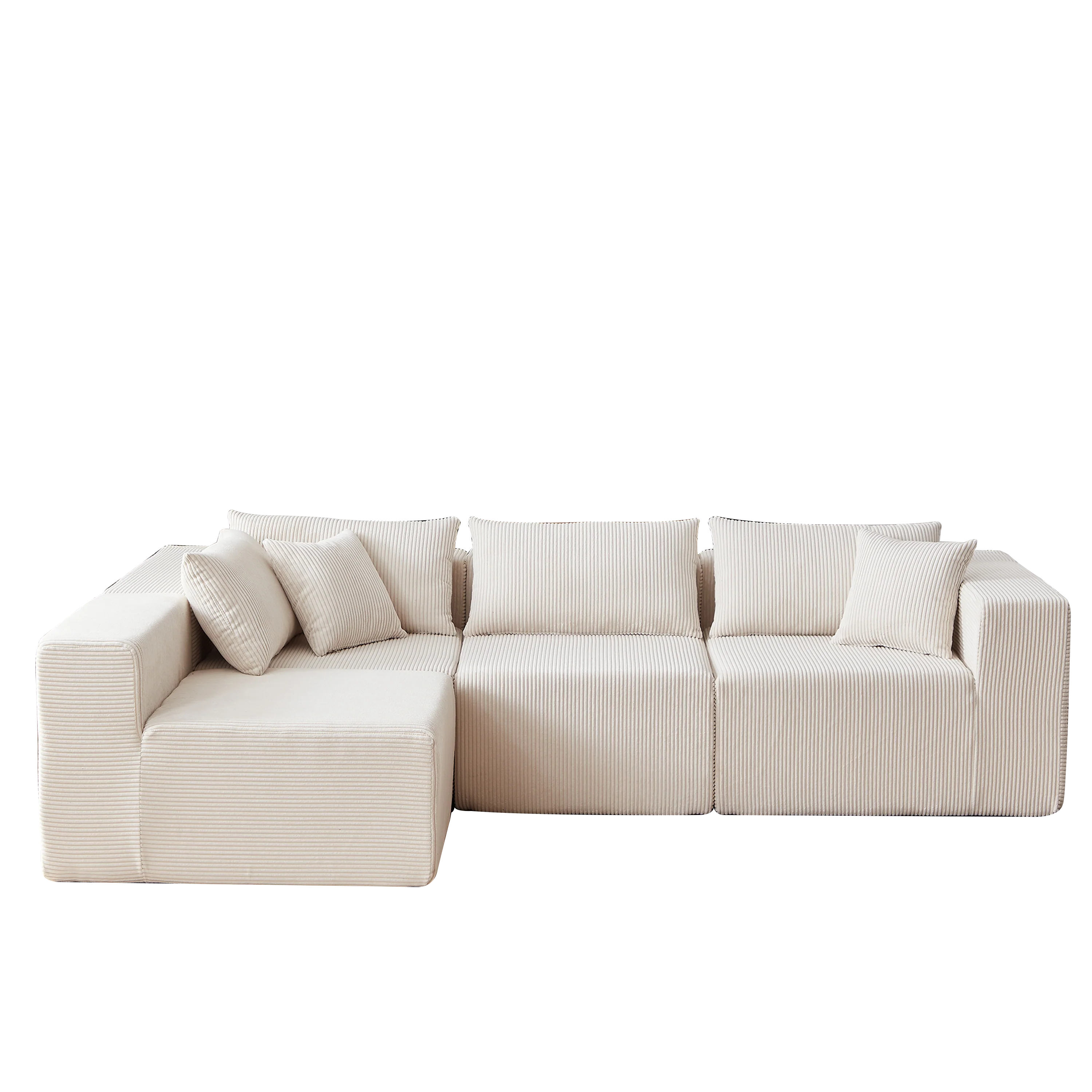 Modular L-Shaped Sectional Sofa 104-Inch 4-Piece - Corduroy - Image 6