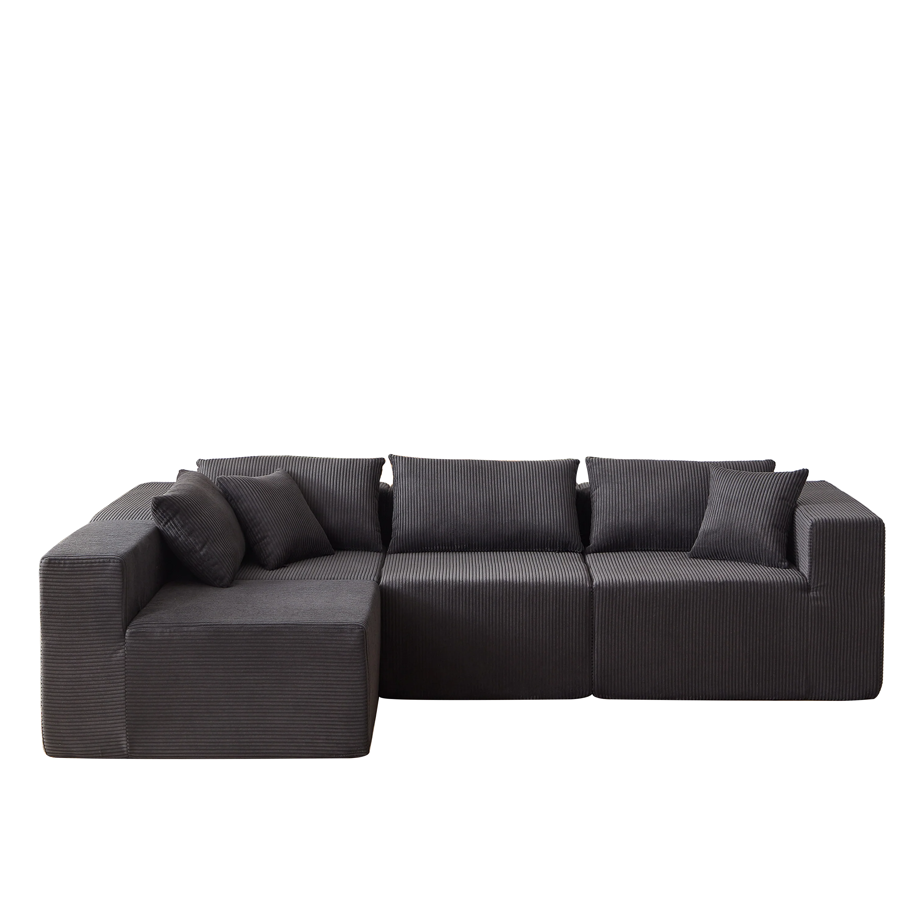 Modular L-Shaped Sectional Sofa 104-Inch 4-Piece Foam-Filled - Corduroy - Image 10