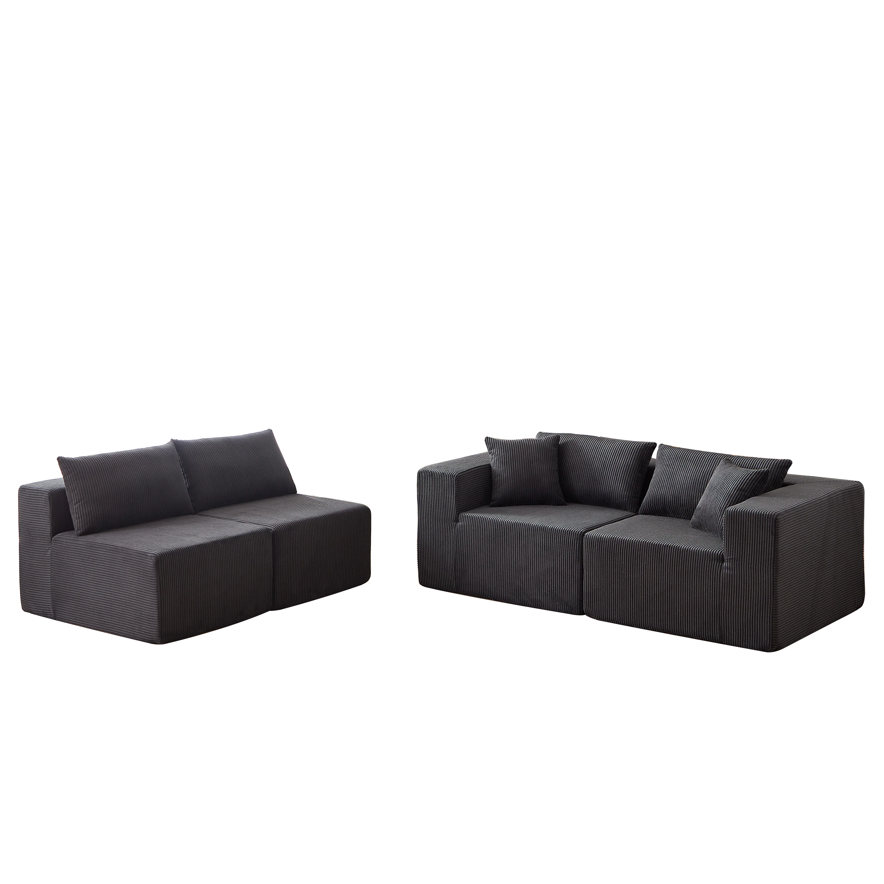 Modular L-Shaped Sectional Sofa 104-Inch 4-Piece Foam-Filled - Corduroy - Image 9