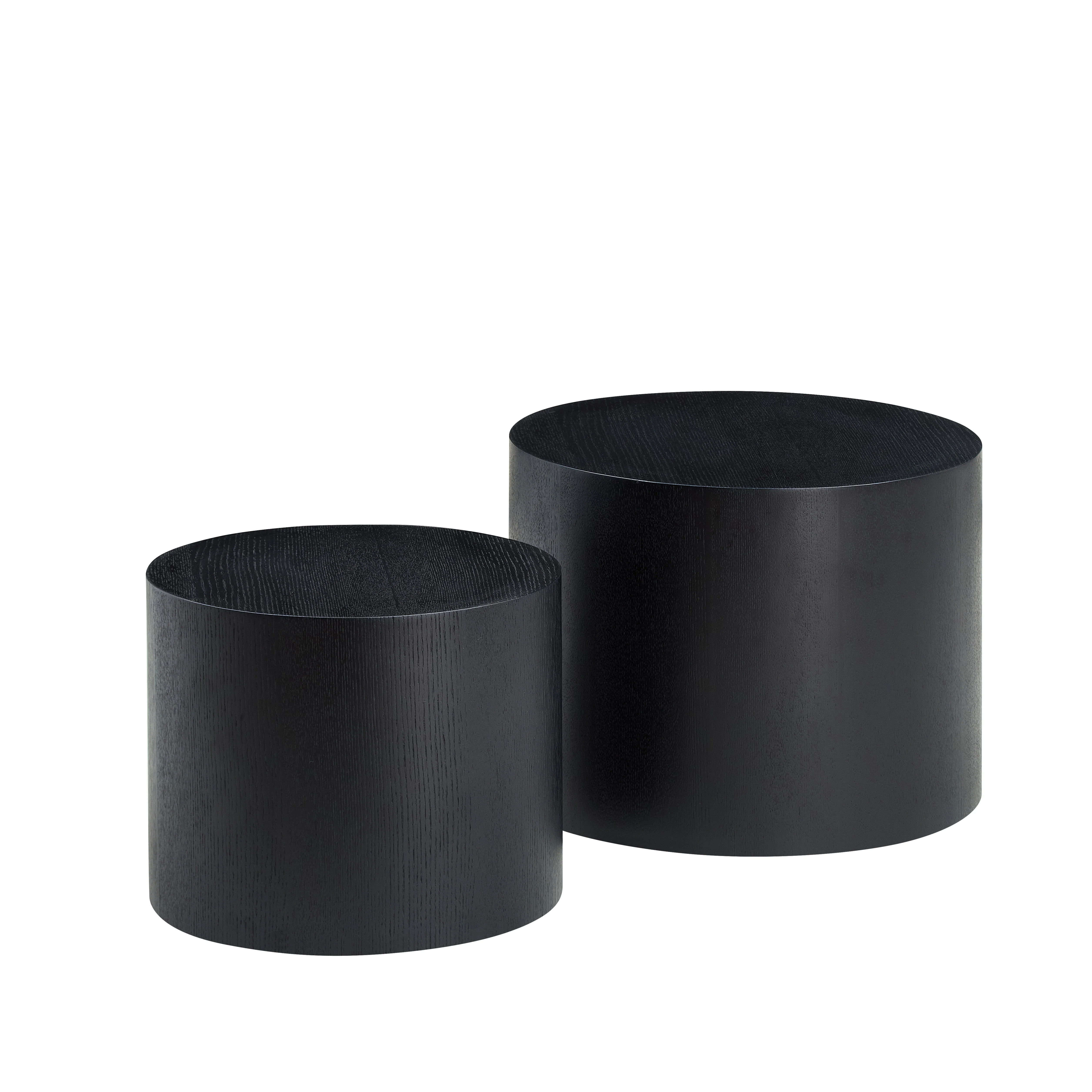 Modular Nesting Coffee Table Set of 2, Convertible and Space-Saving, Black and Oak or White Finish - Image 2