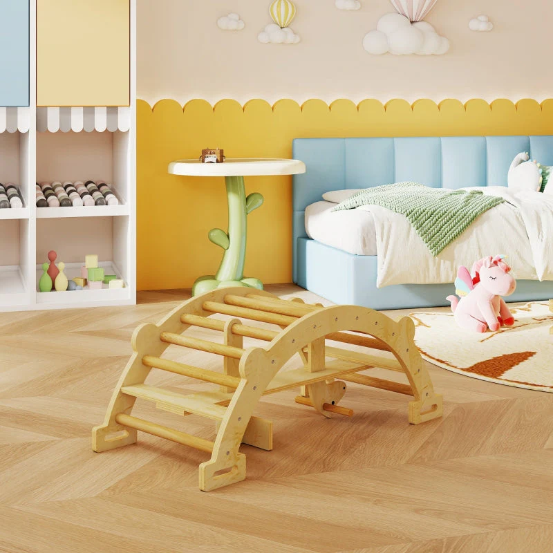 Montessori Indoor Climbing Frame 2-in-1 Arch - Natural Wood - Image 8