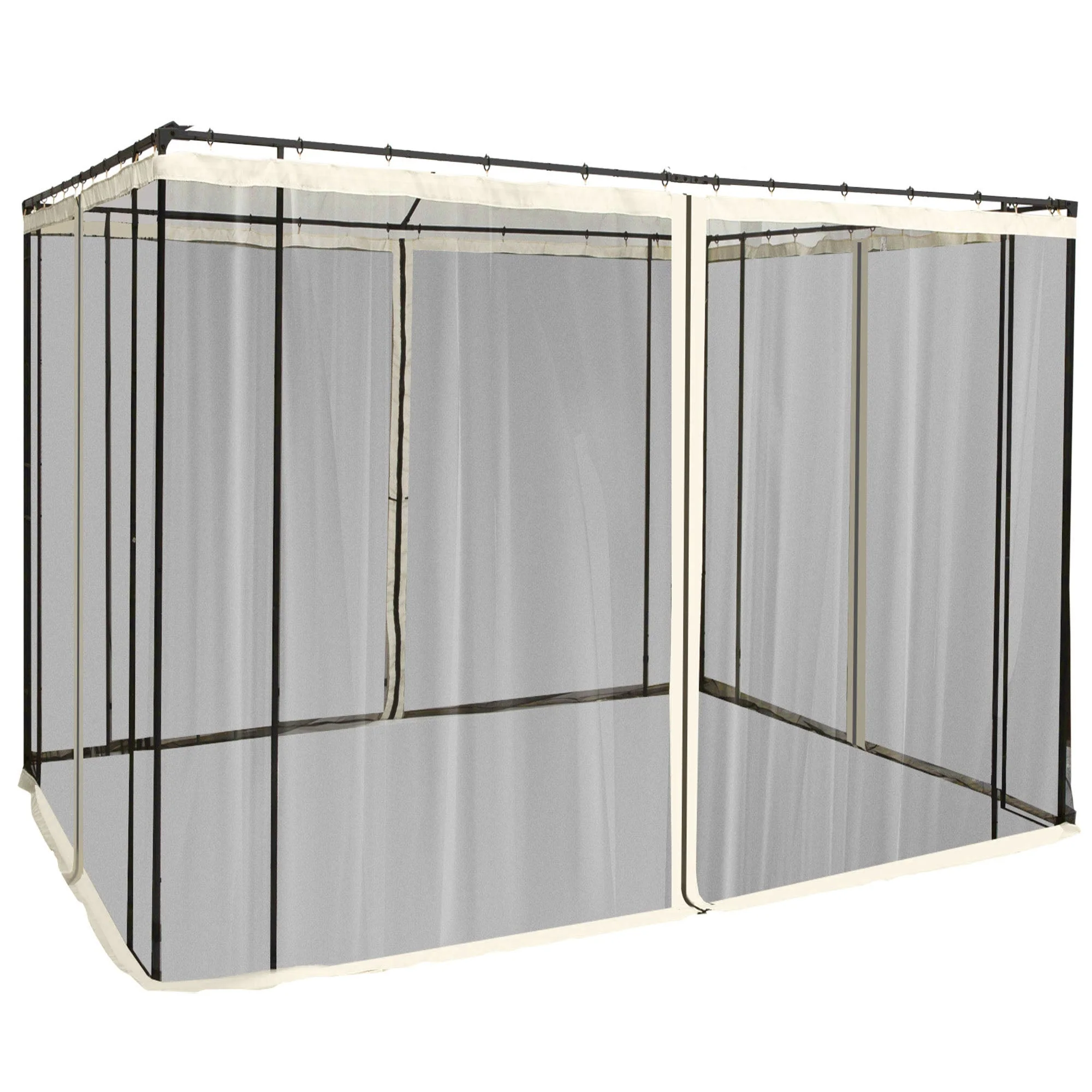 Mosquito Net Gazebo 3x3m 4 Side Panels Zipper Nylon Mesh Black - Image 2