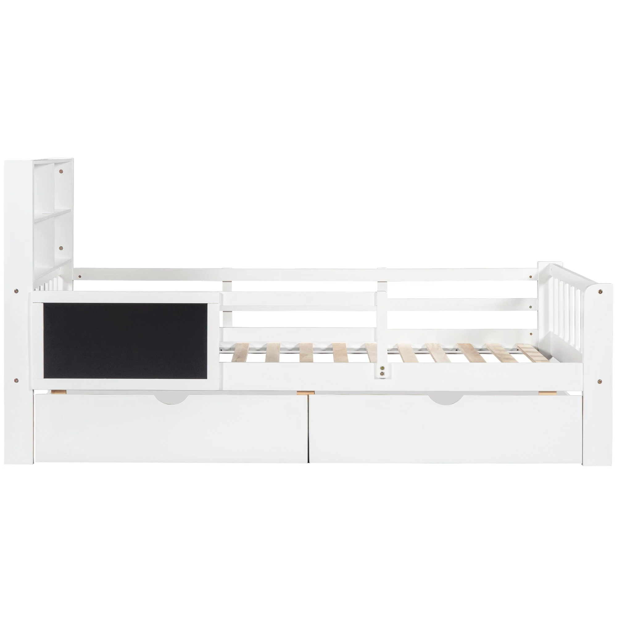 Multi-functional Children's Bed with Drawers and Chalkboard, 90x200cm, White - Image 8