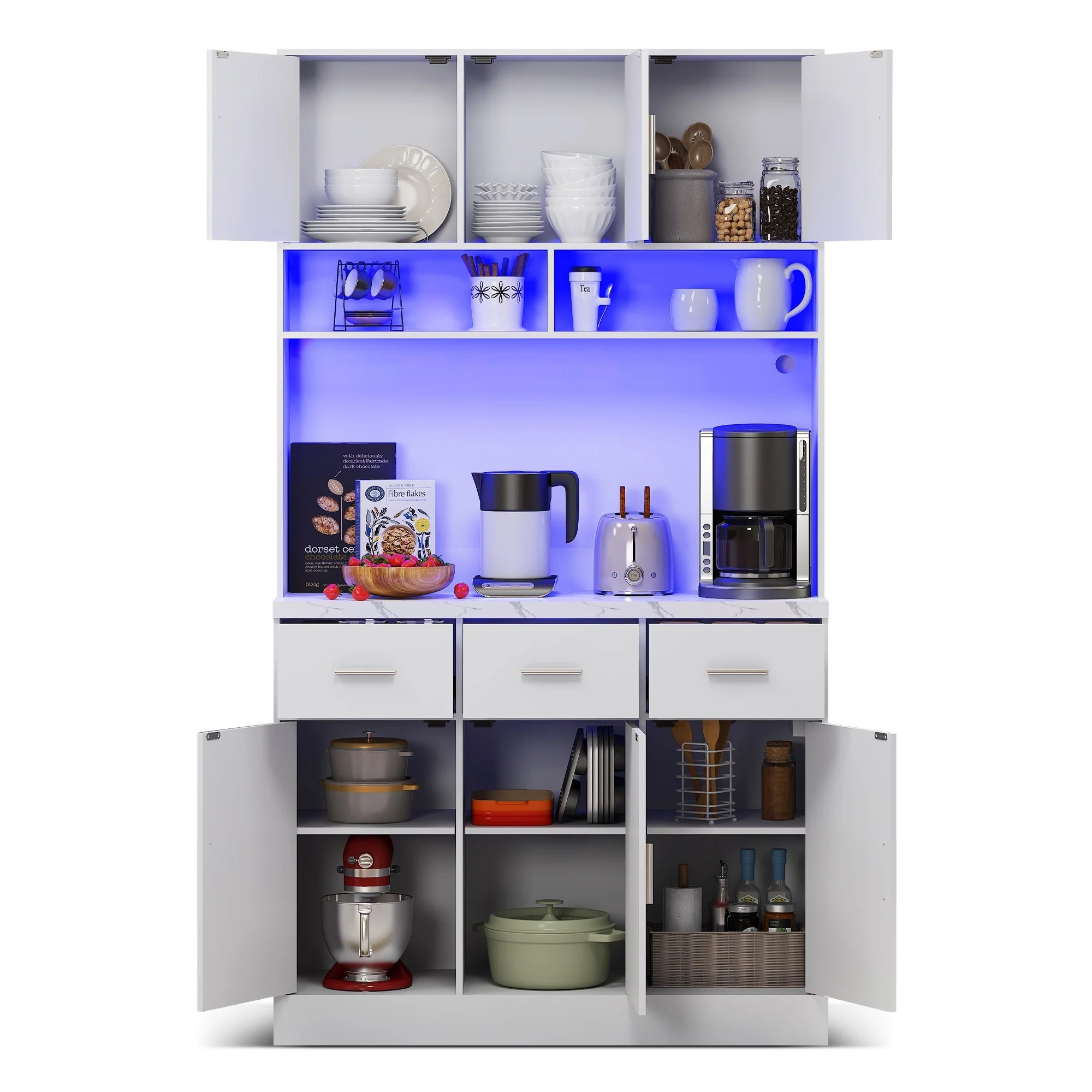 Multifunctional Buffet 100x40x180cm LED App Control Drawers Shelves Power Outlets - Image 10
