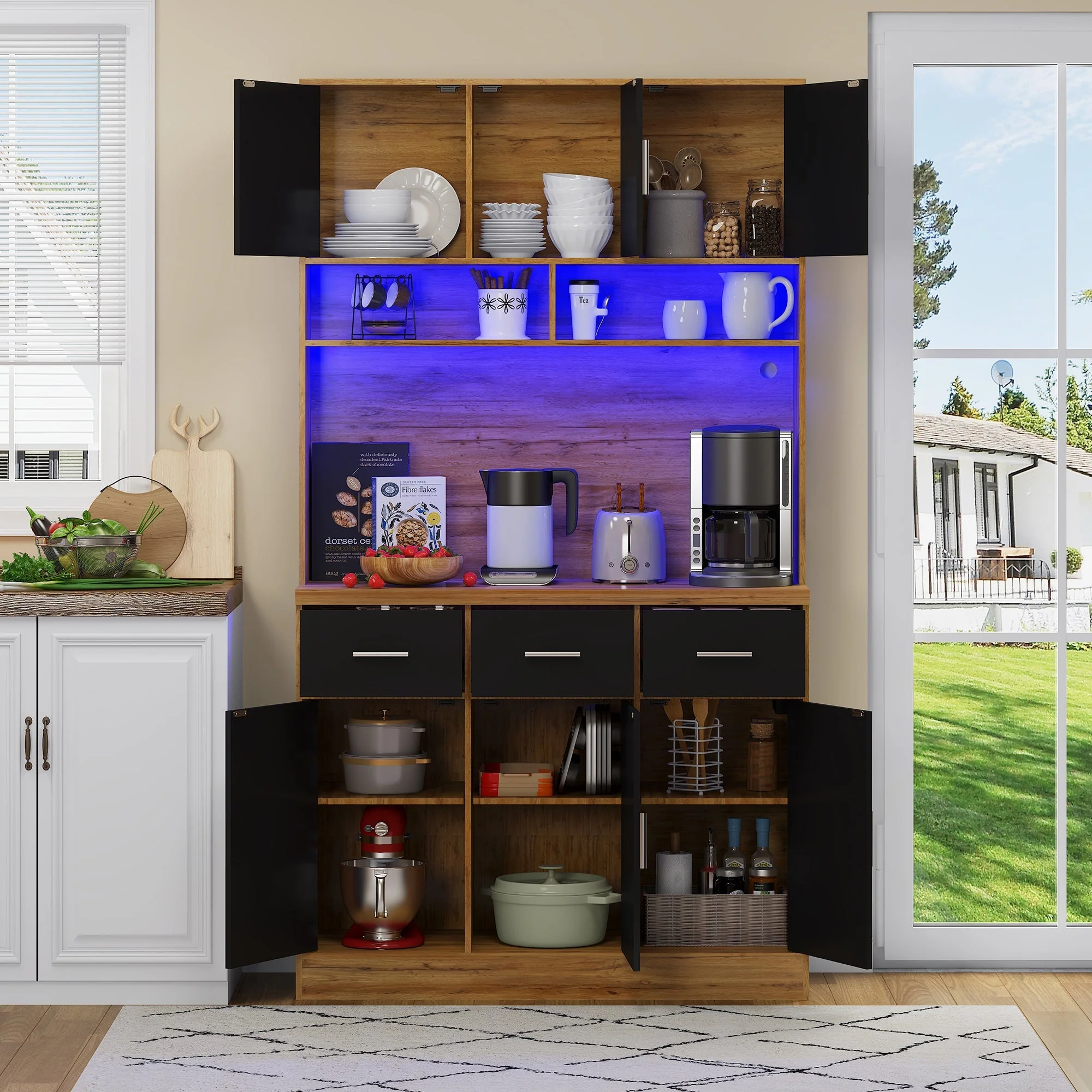 Multifunctional Buffet 100x40x180cm with LED, App Control, Drawers & Power Outlets - Image 13