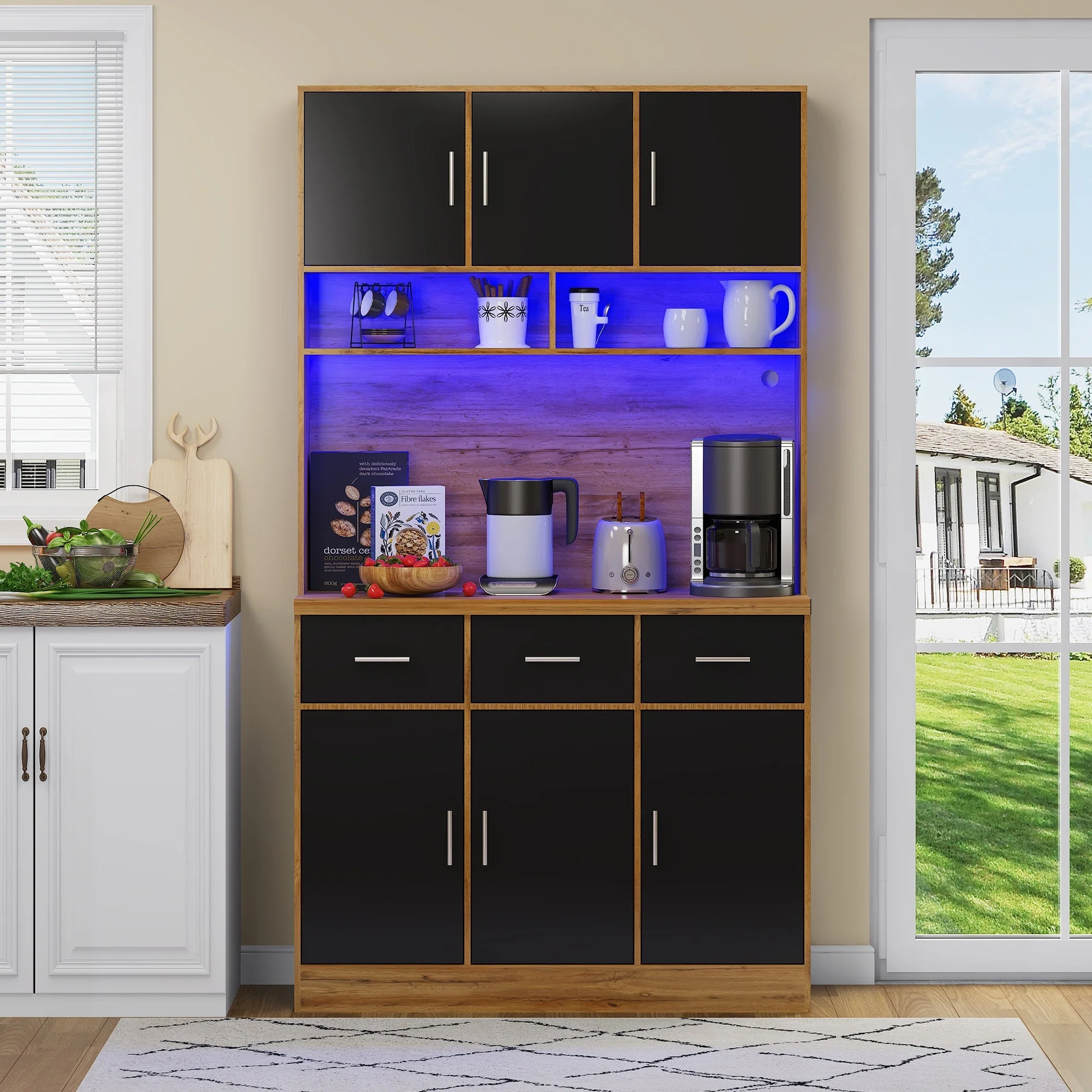 Multifunctional Buffet 100x40x180cm with LED, App Control, Drawers & Power Outlets - Image 14