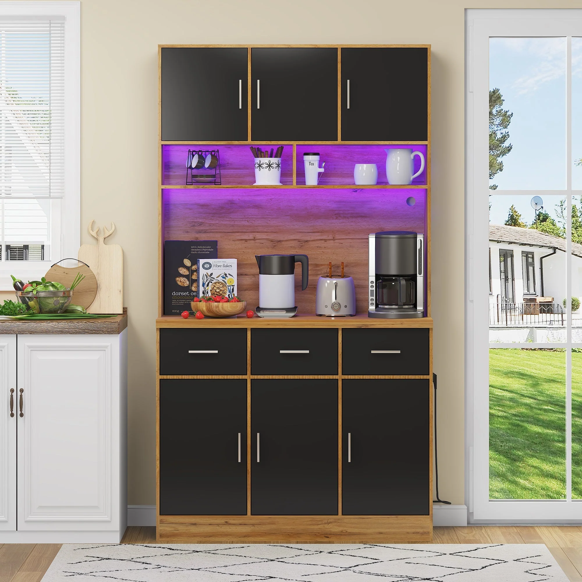 Multifunctional Buffet 100x40x180cm with LED, App Control, Drawers & Power Outlets - Image 16