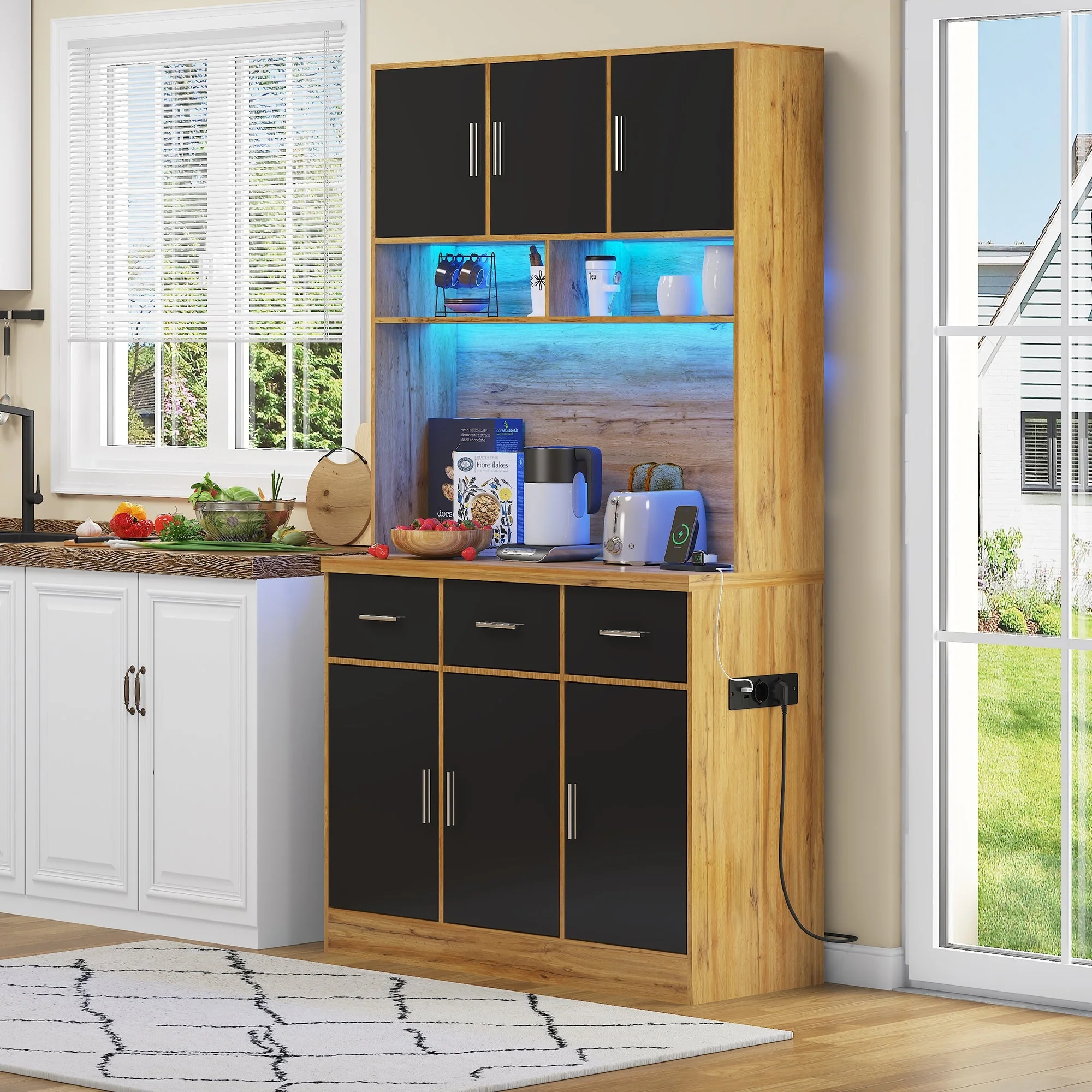 Multifunctional Buffet 100x40x180cm with LED, App Control, Drawers & Power Outlets - Image 17