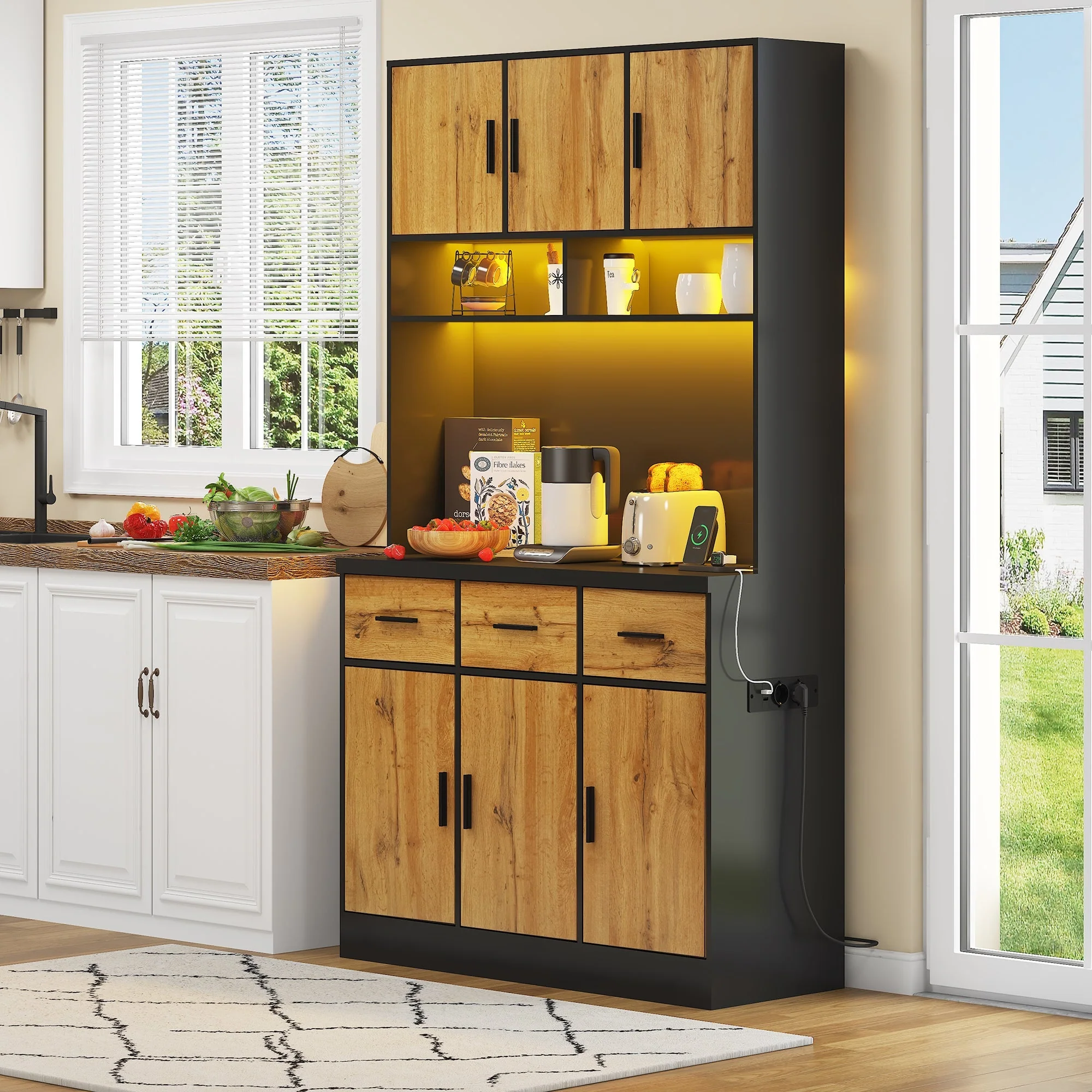 Multifunctional Buffet 100x40x180cm with LED, App Control, Drawers & Power Outlets - Image 5