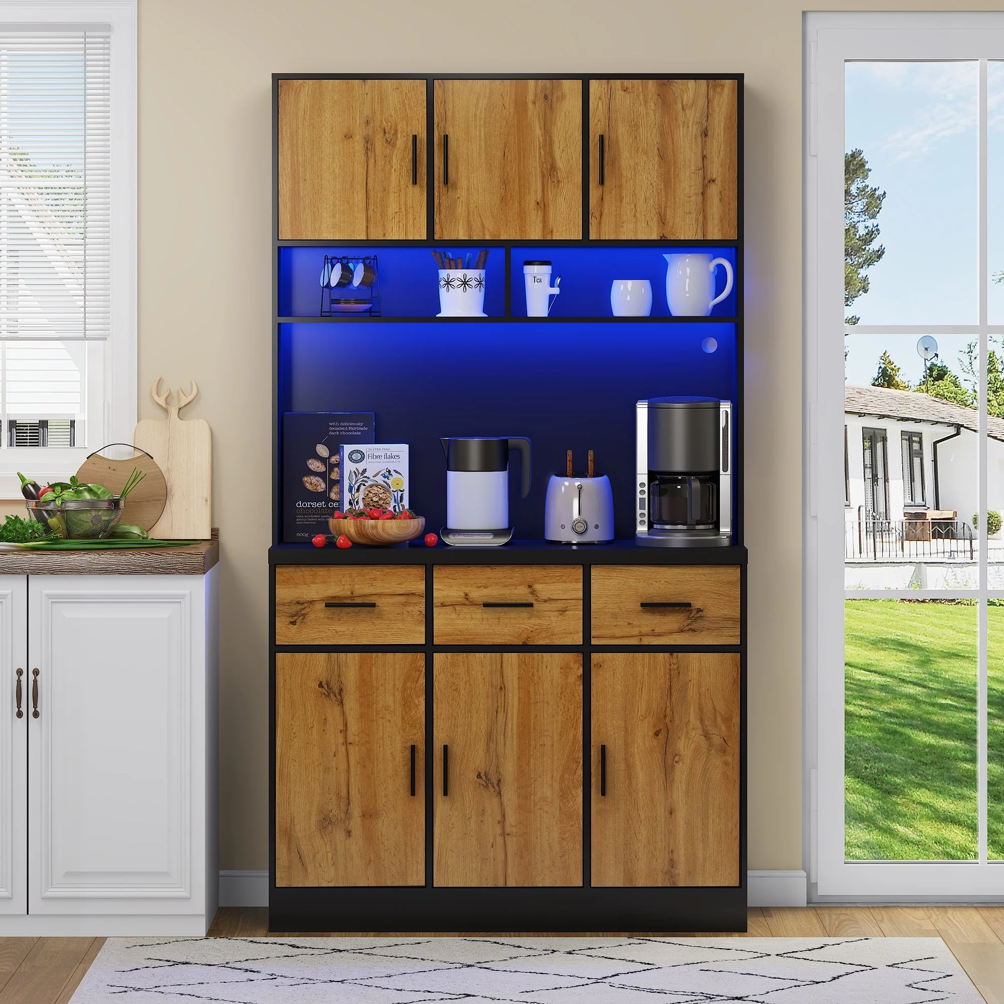 Multifunctional Buffet 100x40x180cm with LED, App Control, Drawers & Power Outlets - Image 6