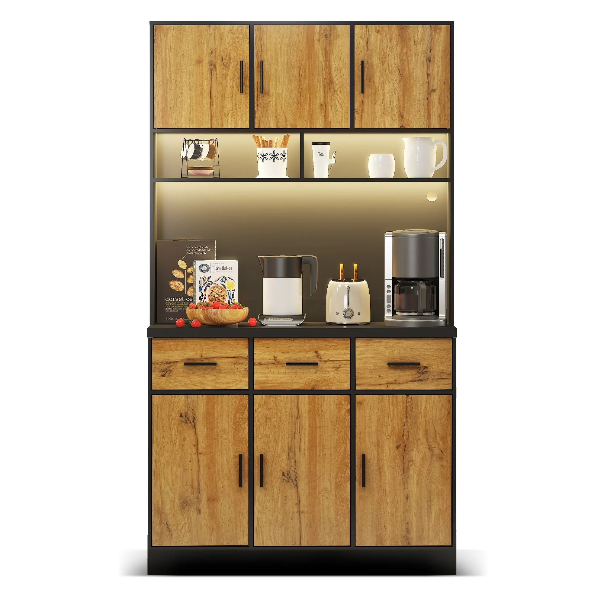 Multifunctional Buffet 100x40x180cm with LED, App Control, Drawers & Power Outlets - Image 8
