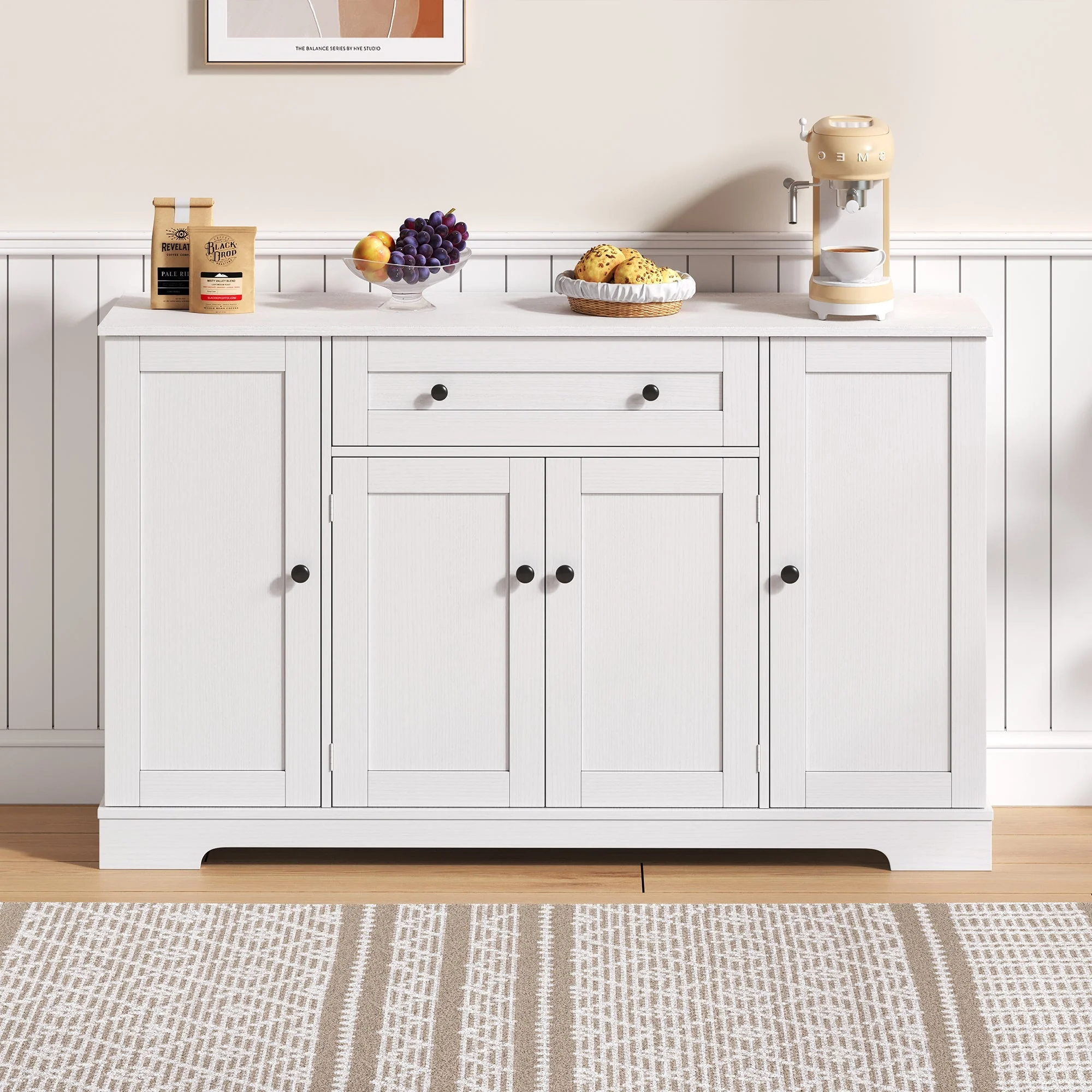 Multifunctional Buffet 138cm Sideboard Drawer Adjustable Shelves - Image 6